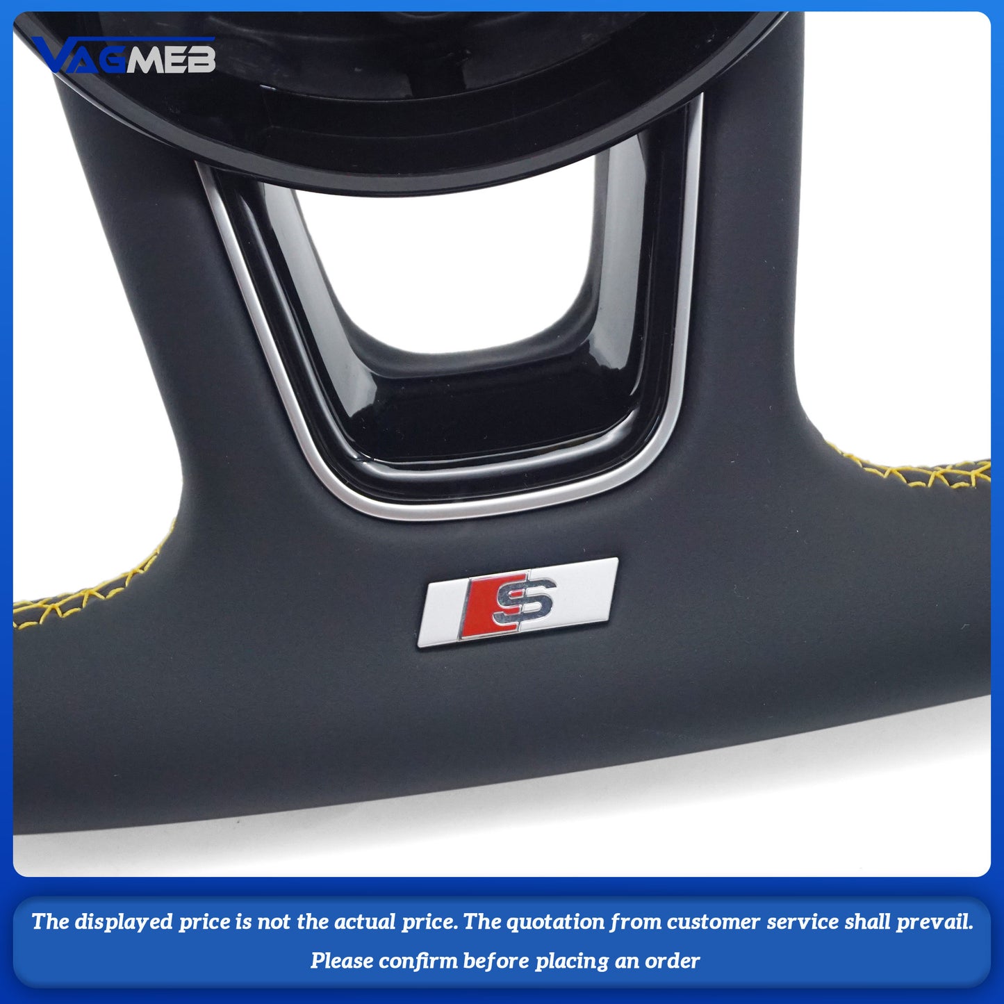 For Audi S LOGO A4B9 half-punched yellow line with yellow centering mark steering wheel