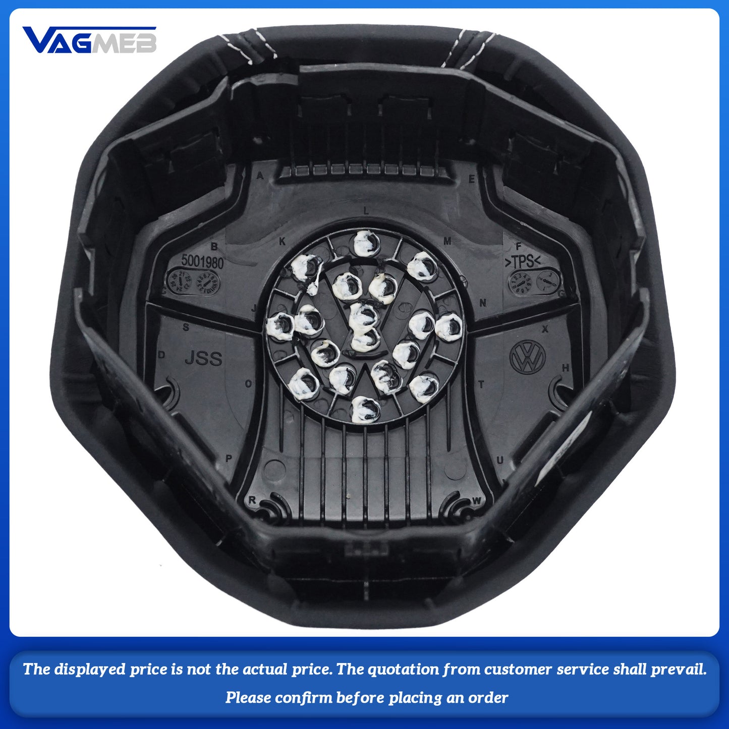 Dyed red thread Steering wheel airbag cover multifunction steering wheel For VW Golf MK8 Leather White Line