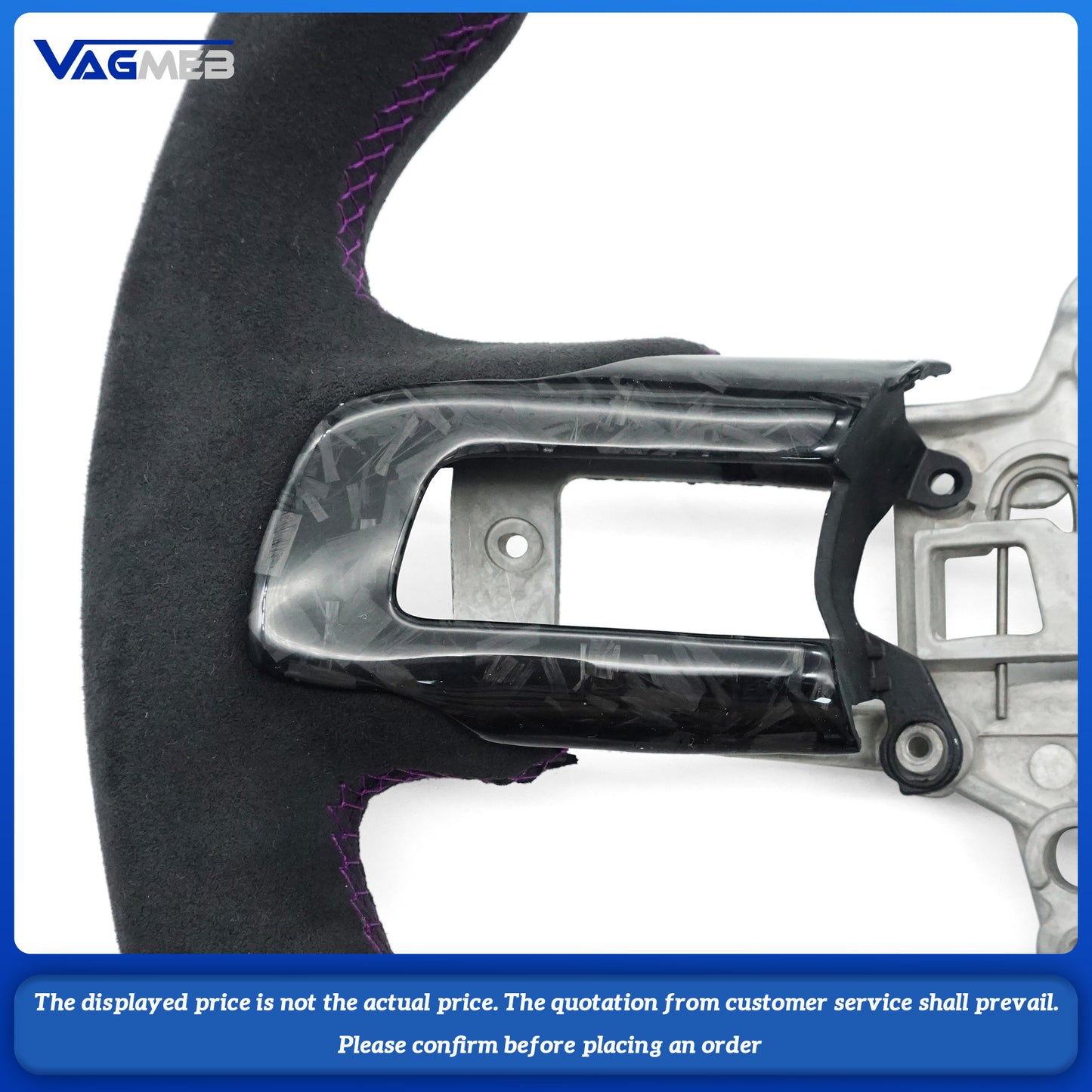 Customized Carbon Fiber Alcantara Leather Steering Wheel Fit for Ford Mustang 2015 -2022 GT Shelby