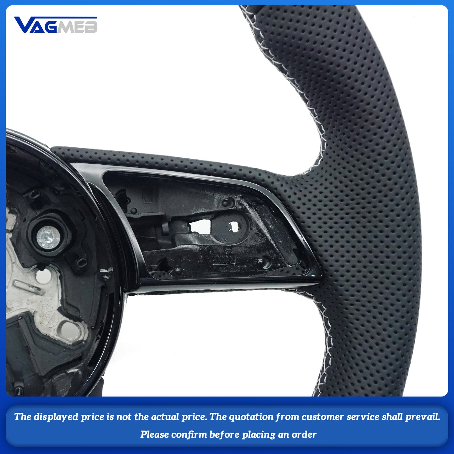 For Audi RS3 RS4 RS5 A3 A4 B9 A5 S3 S4 S5 2017-2021 Fully Perforated Leather Steering Wheel