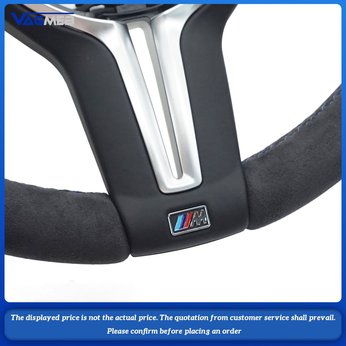 Leather black wire steering wheel with wathet 12 o'clock emblem For BMW M M3 M5 F10 F11 F13 F15 F20 F21 F22 F25 F01 F02 F03 F30 F31