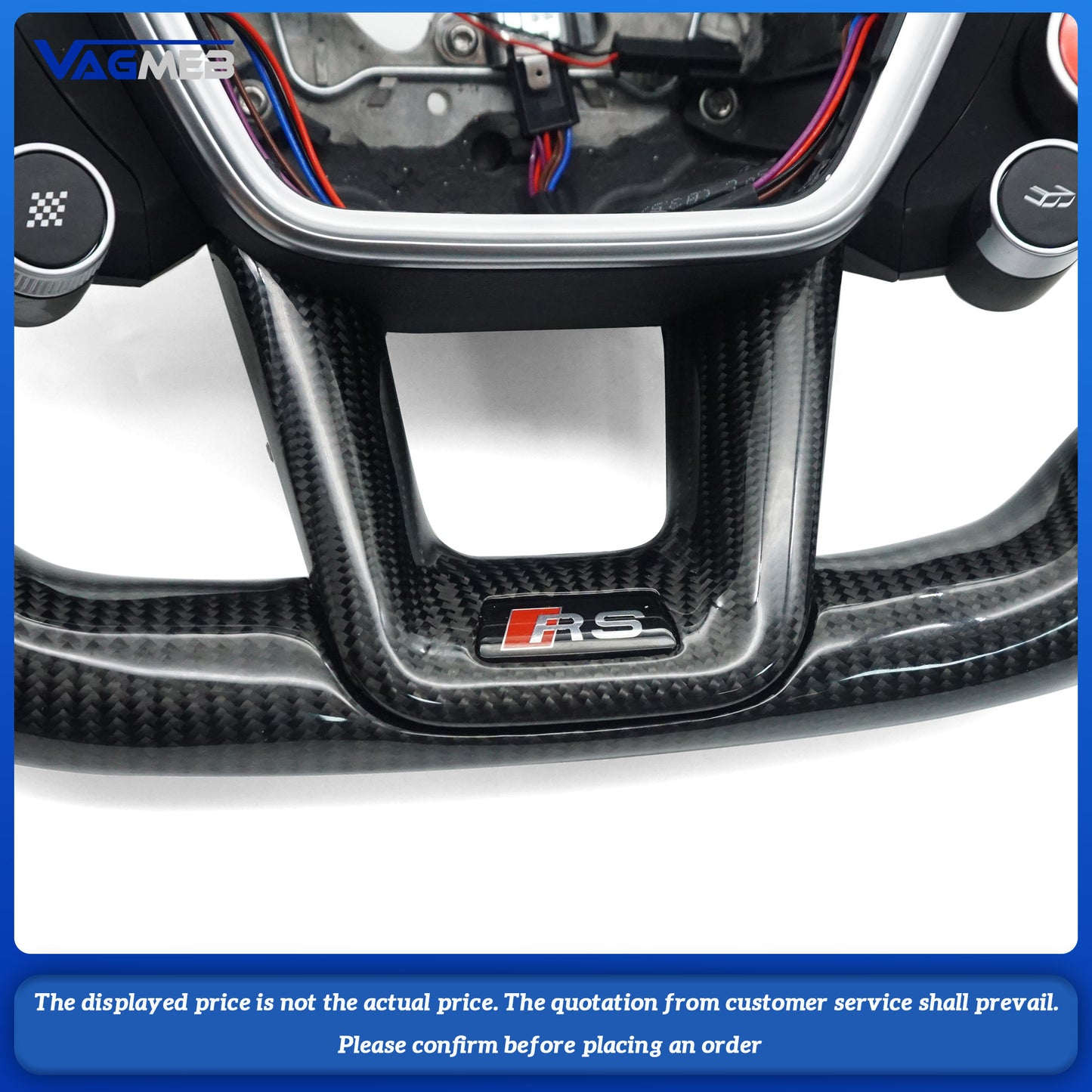 For Audi RS logo RS6C8, semi-suede Alcantara carbon fiber LED screen, red steering wheel