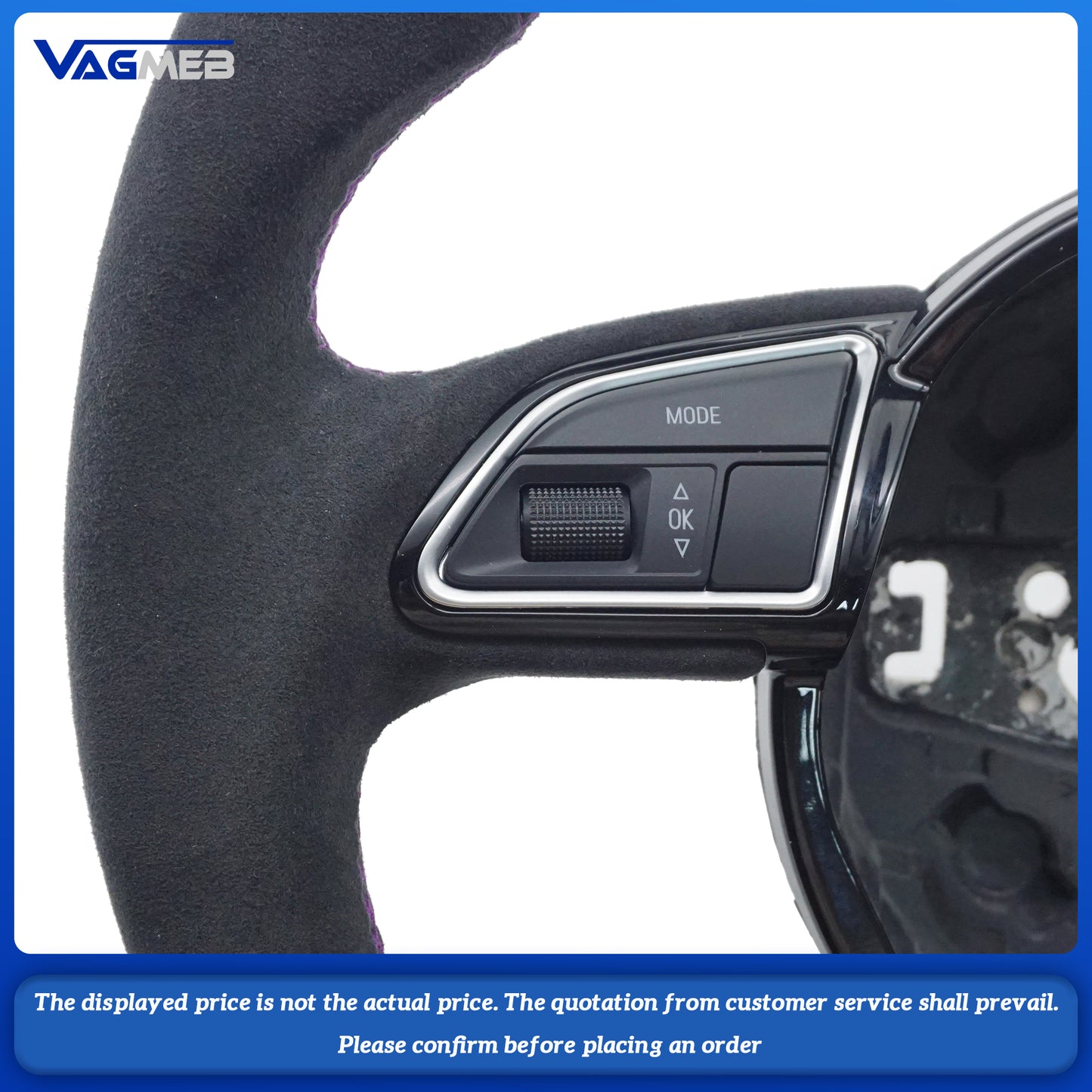 For S Logo Audi A4B8 carbon fiber semi-grain purple thread steering wheel