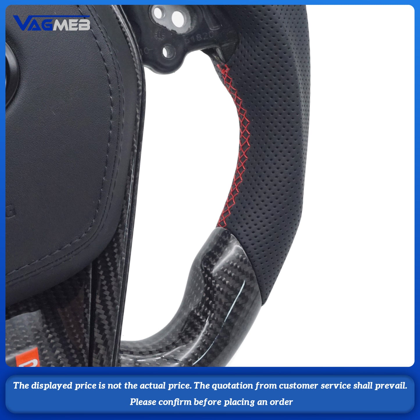 For Toyota Corolla half-hole red line carbon fiber steering wheel