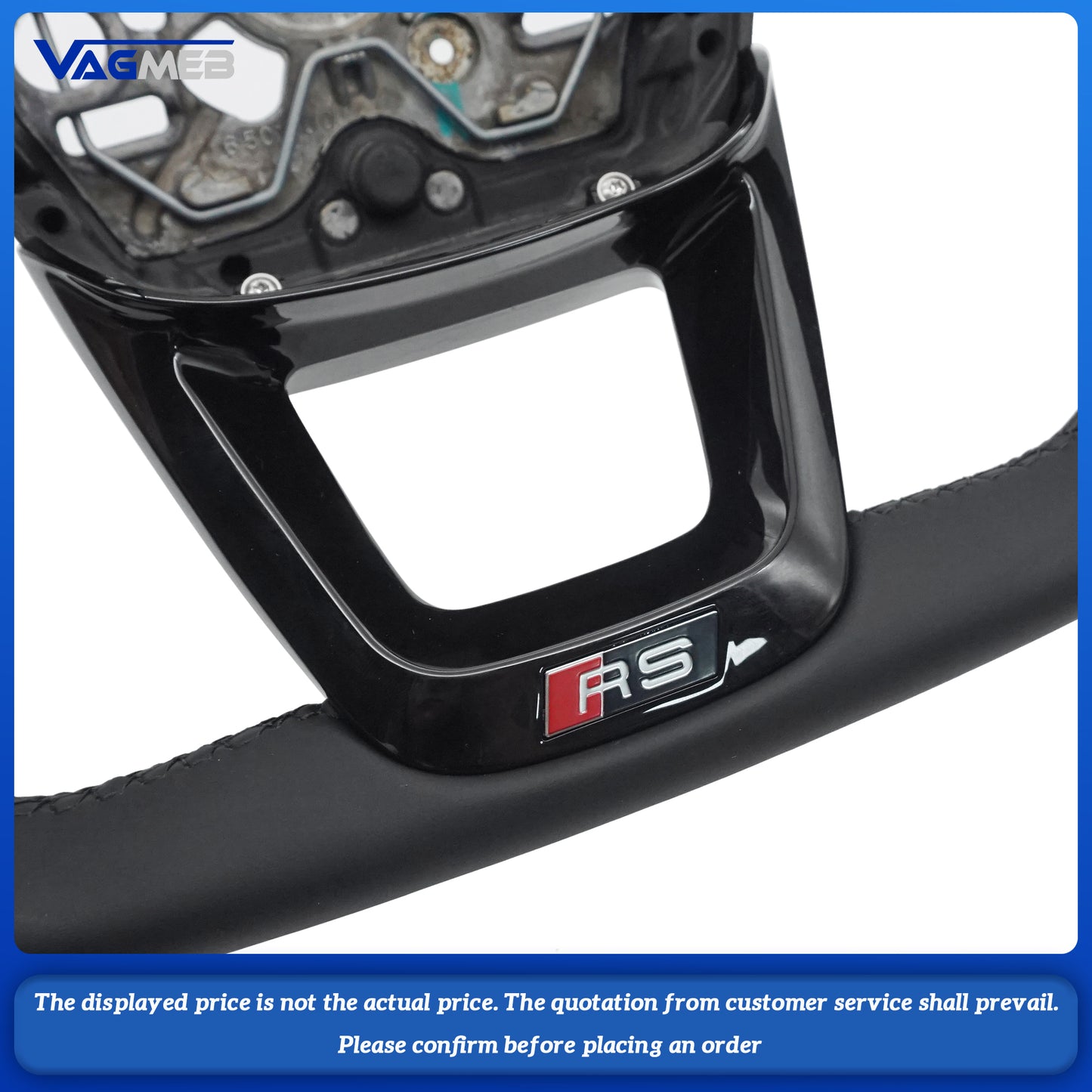 Perforated leather, black stitching, baked paint, black flat bottomed steering wheel For Audi Q3 F3