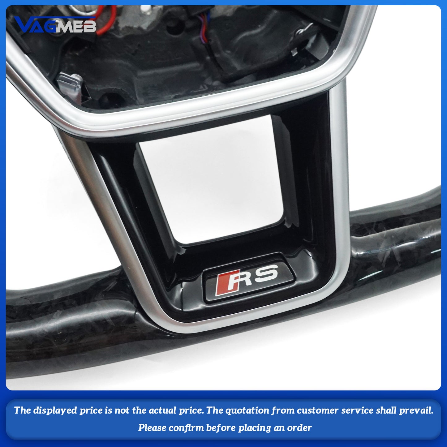 Forged carbon fiber genuine leather with red stitching, multifunctional sports steering wheel with heating For Audi A6 C8