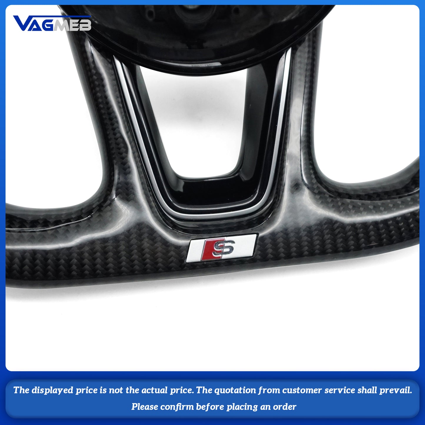 For Audi S LOGO A4B9 semi-suede carbon fiber white line white return center mark Steering Wheel