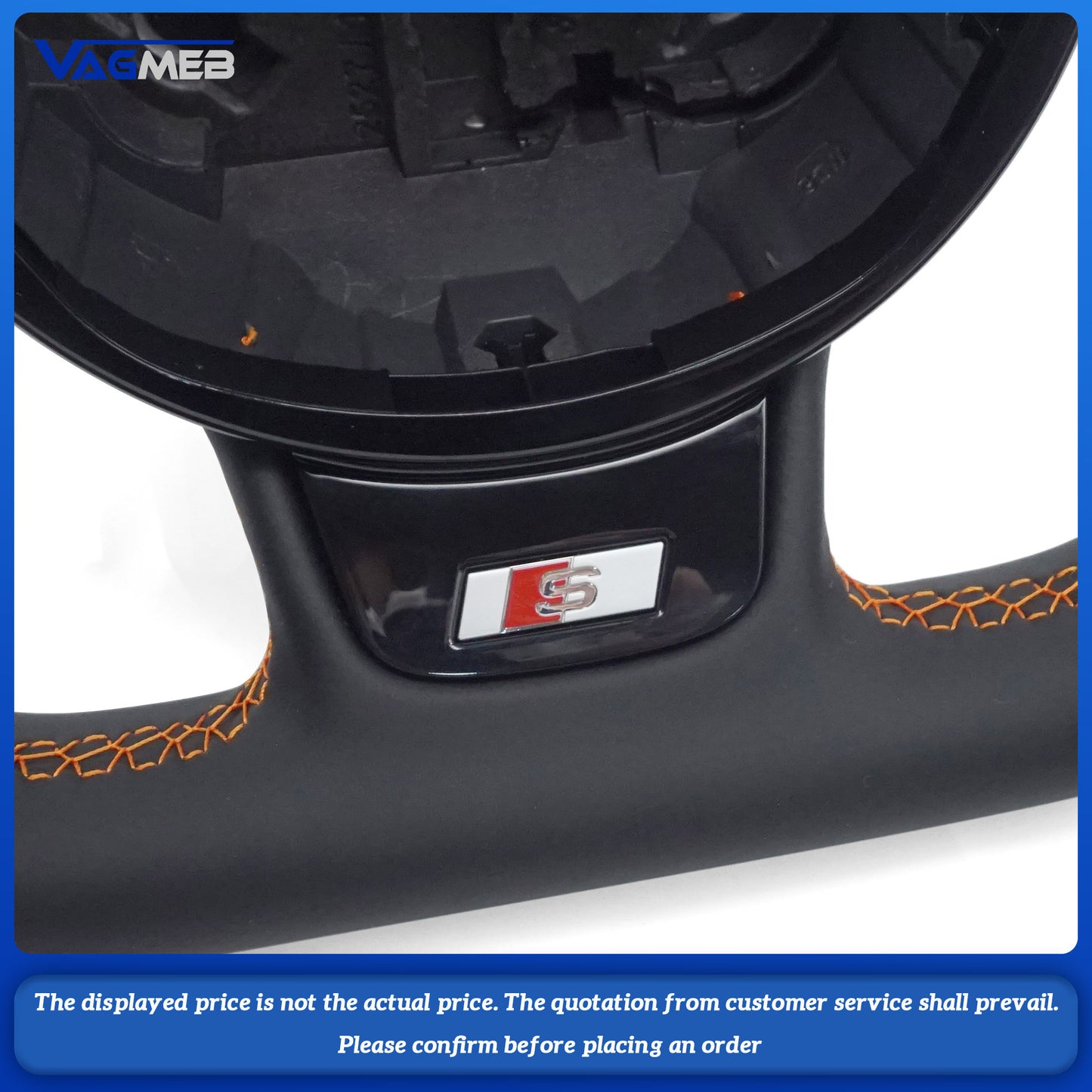 For Audi S logo A3 8V A4 B8 Half-suede orange thread stitching color can be customized