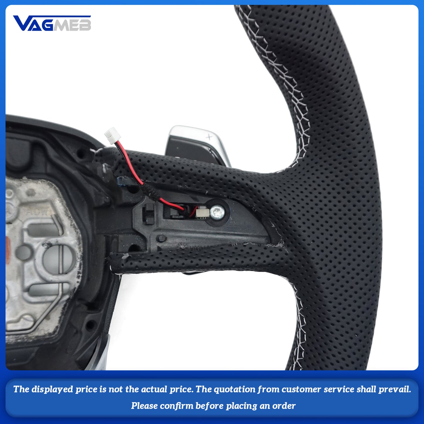 For Audi Sline LOGO Q3 F3, semi-perforated steering wheel without buttons and with paddles