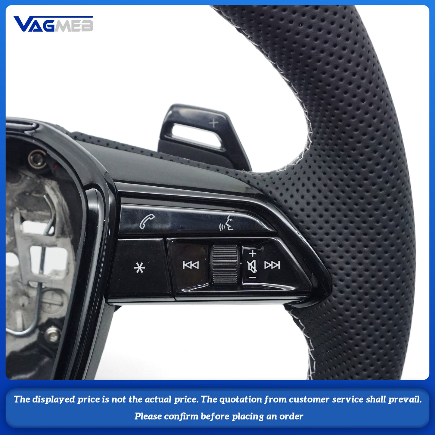 For Audi S LOGO A6C8 half-punched light gray line painted black with push-button heating steering wheel