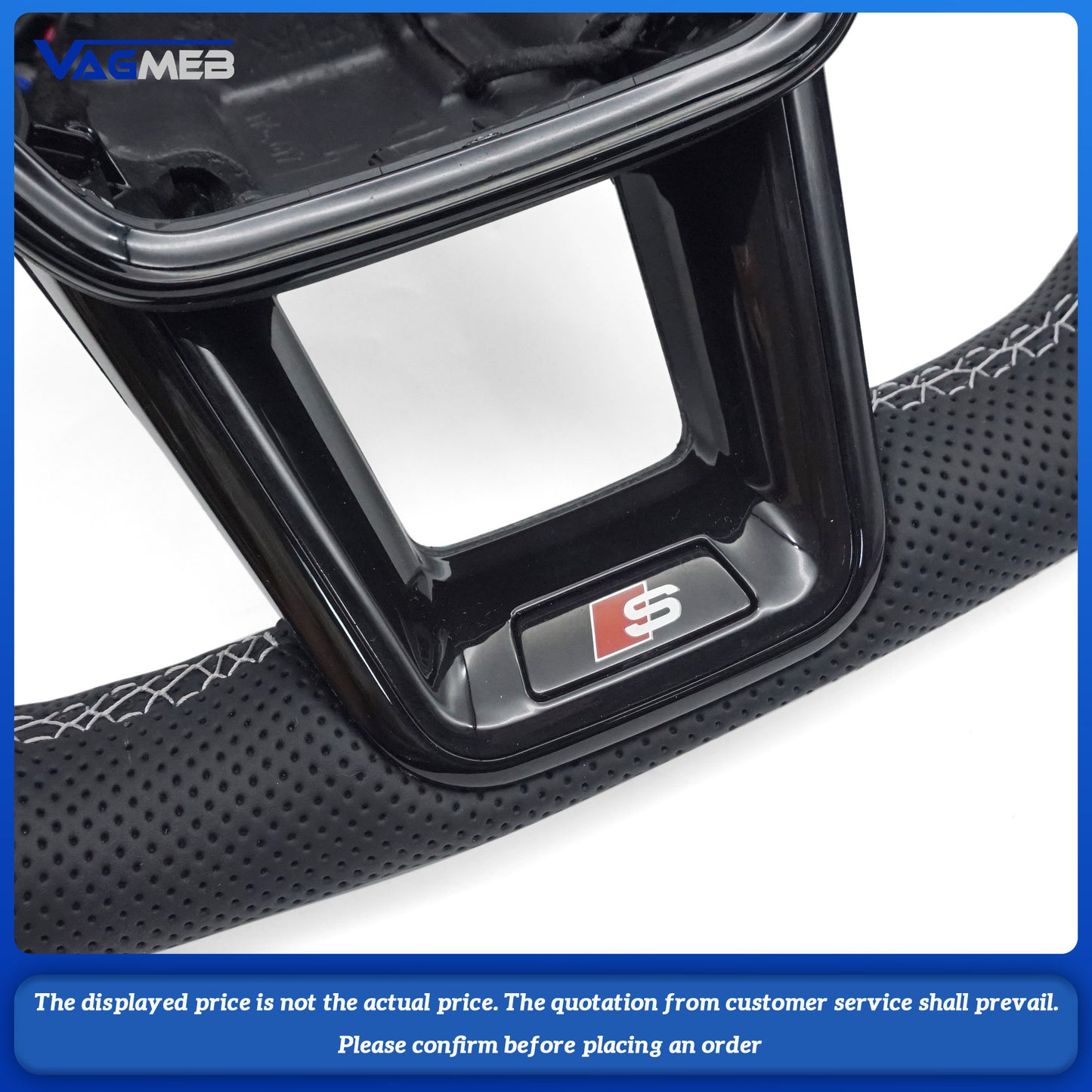 For Audi A6 C8 white stitching flat bottomed sports steering wheel with heating, Car Accessories