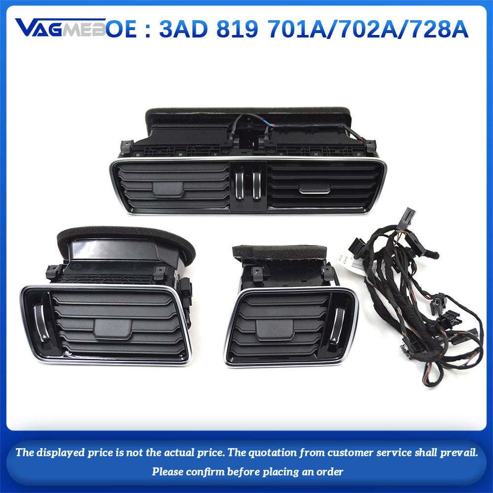 Black Chrome Piano Paint Air Conditioning Outlet Vents For VW Passat B6 B7 2006-2011 3AD 819 701A 702A 728A