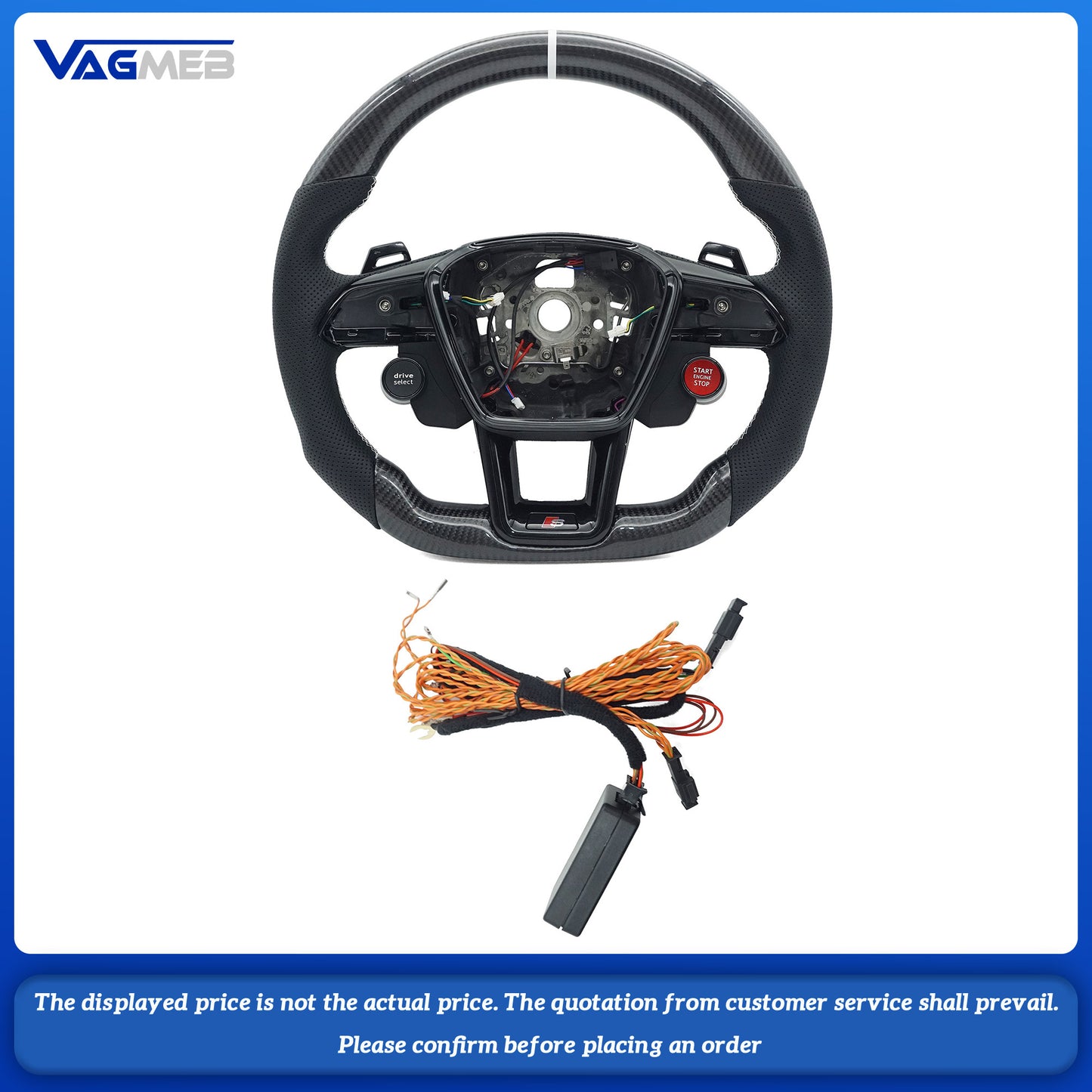 For Audi A6 C8 carbon fiber large shift lever R8 button with heating steering wheel