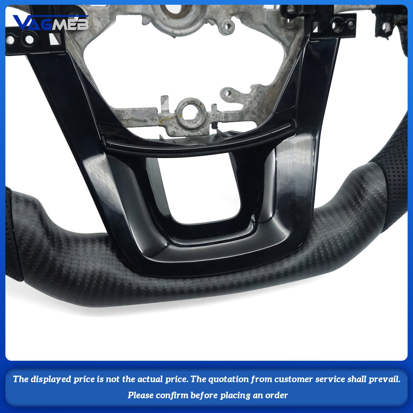 For Toyota Hilux Matte carbon fiber semi-perforated black wire steering wheel