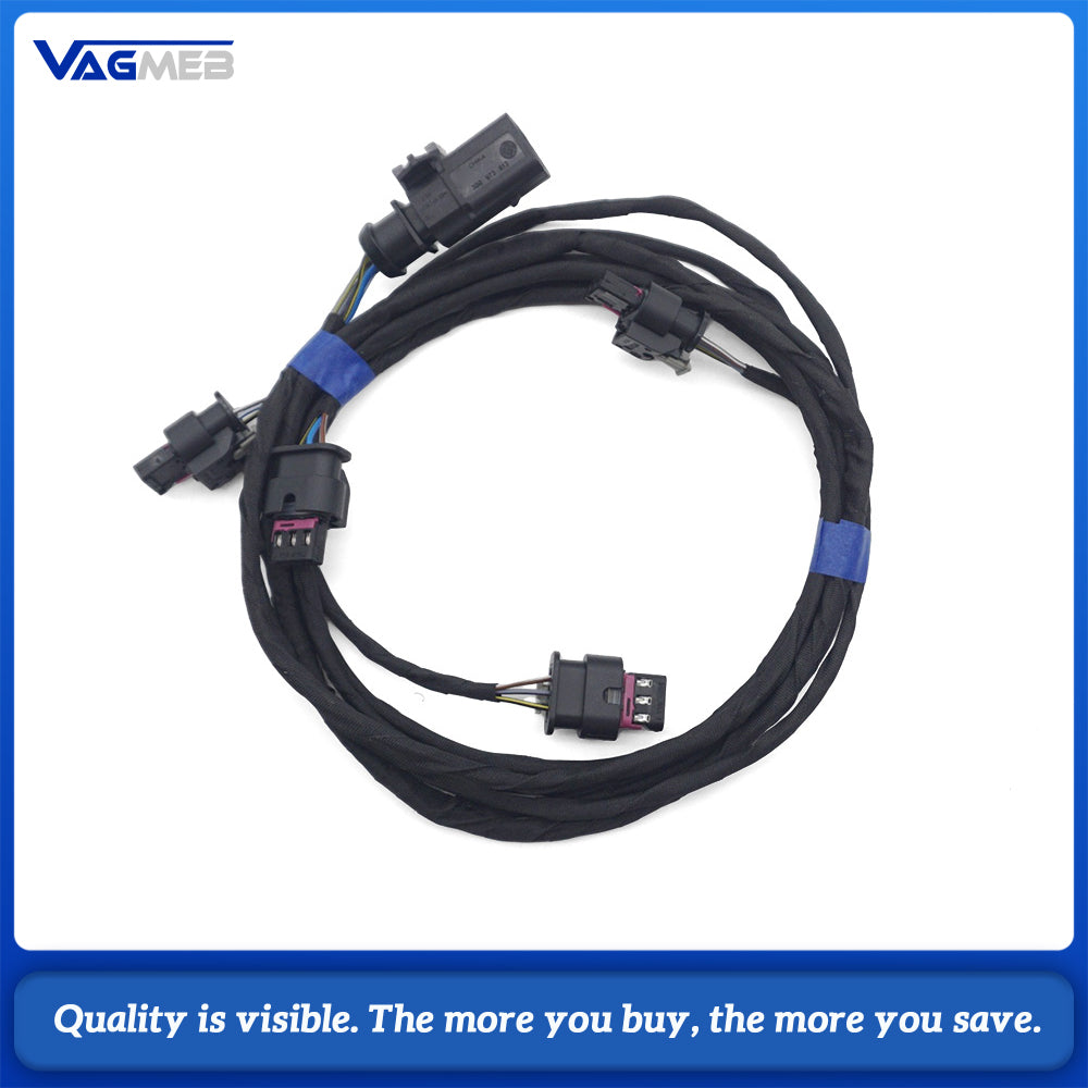 Front Bumper PDC Parking Distance Sensor Wiring Harness 8K0971095A Fit Audi A4 B8 S4 A5 Q5 2008-2015 Plug And Play Ultrasonic Radar Wire Loom Auto Parking Aid Repair Replacement Spare Parts