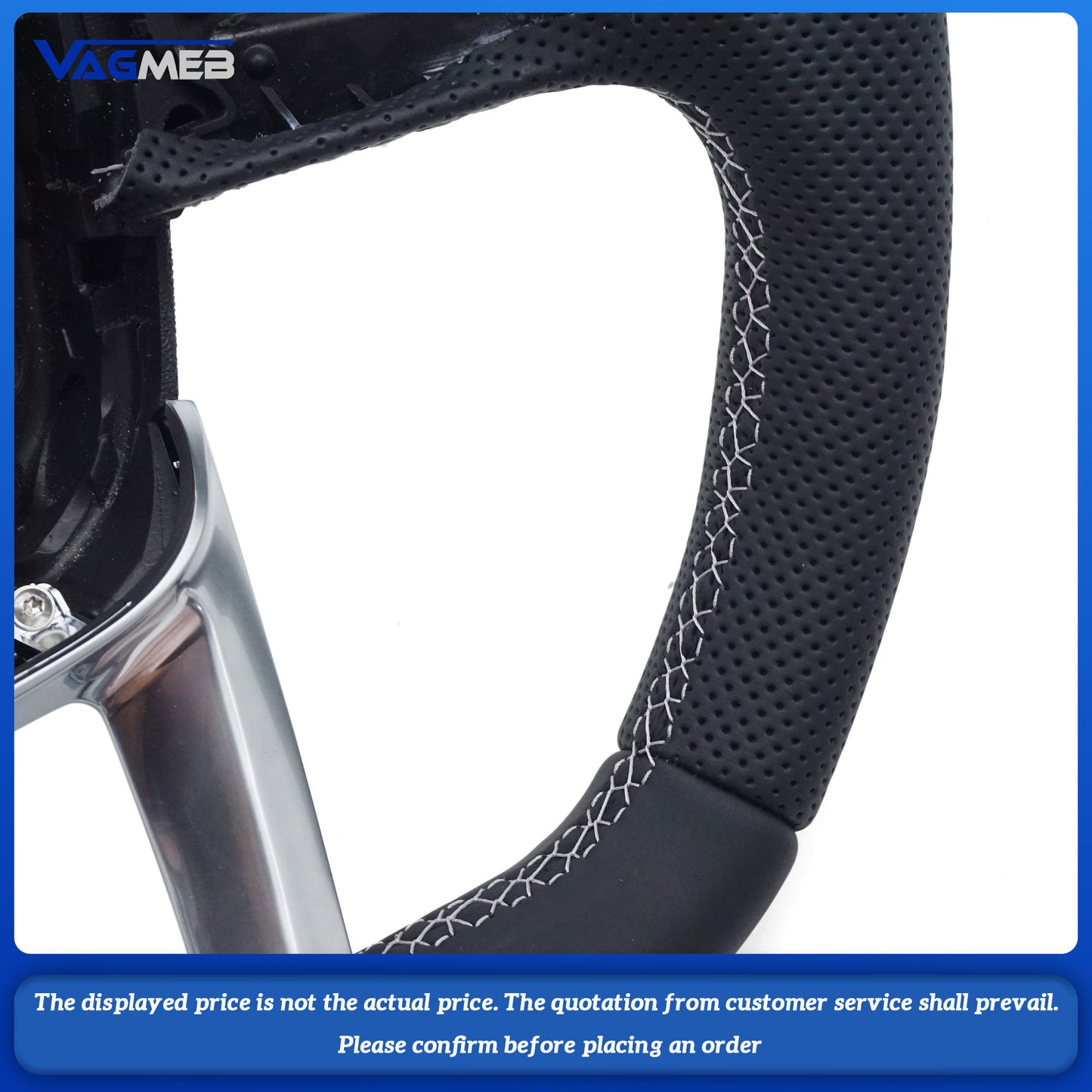 For Sline Logo Audi Q5 FY Q7 4M Q8 Alcantara leather white stitching flat bottomed sports steering wheel with heating, Car Accessories