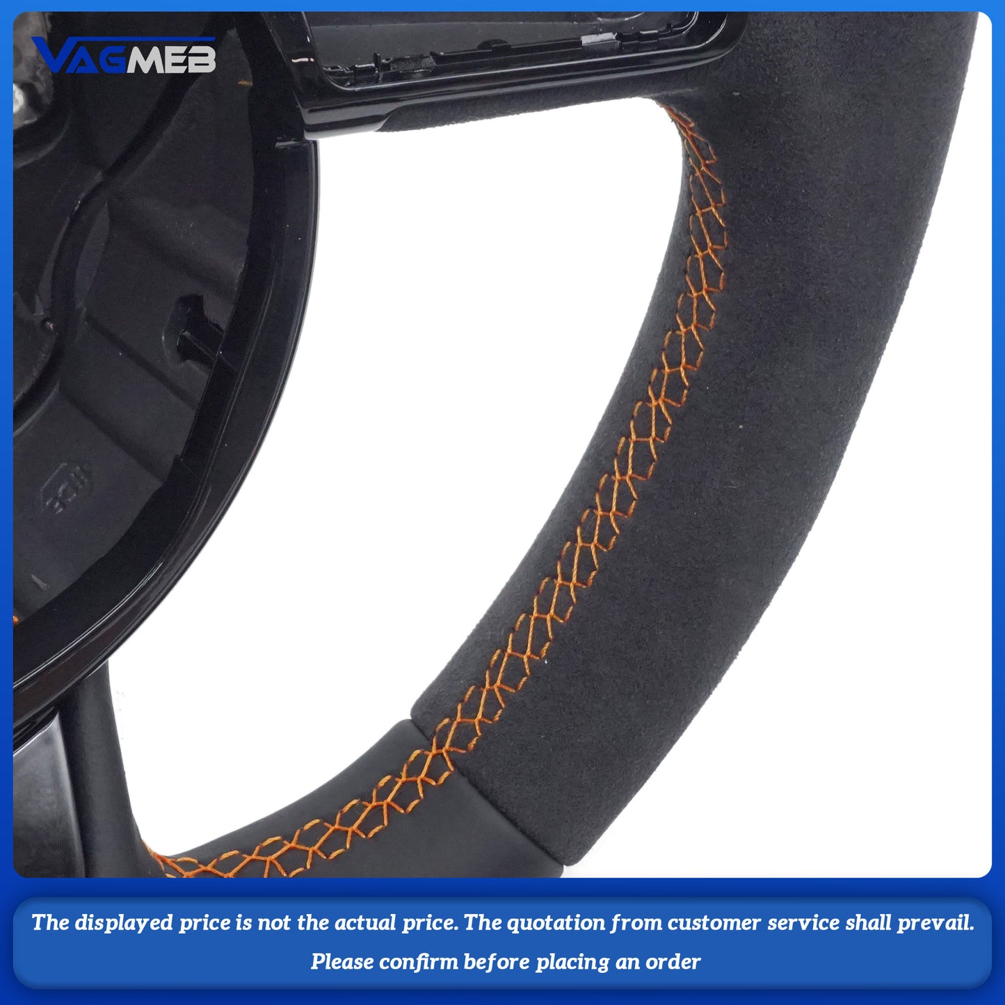 For Audi S logo A3 8V A4 B8 Half-suede orange thread stitching color can be customized