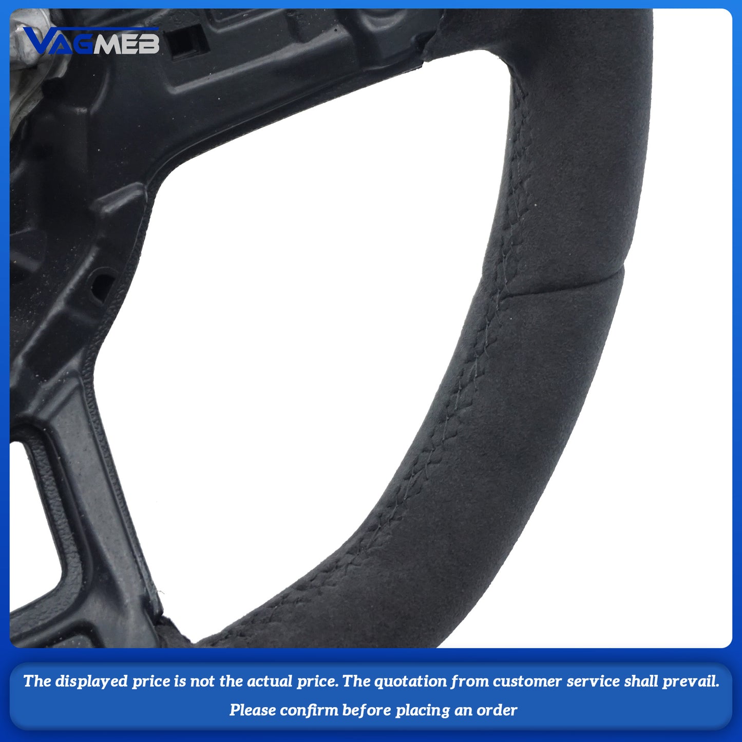 The Steering Wheel is suitable for VW Golf 7 MK7 GTI Rline GTE, with all-fur black line and red centering mark