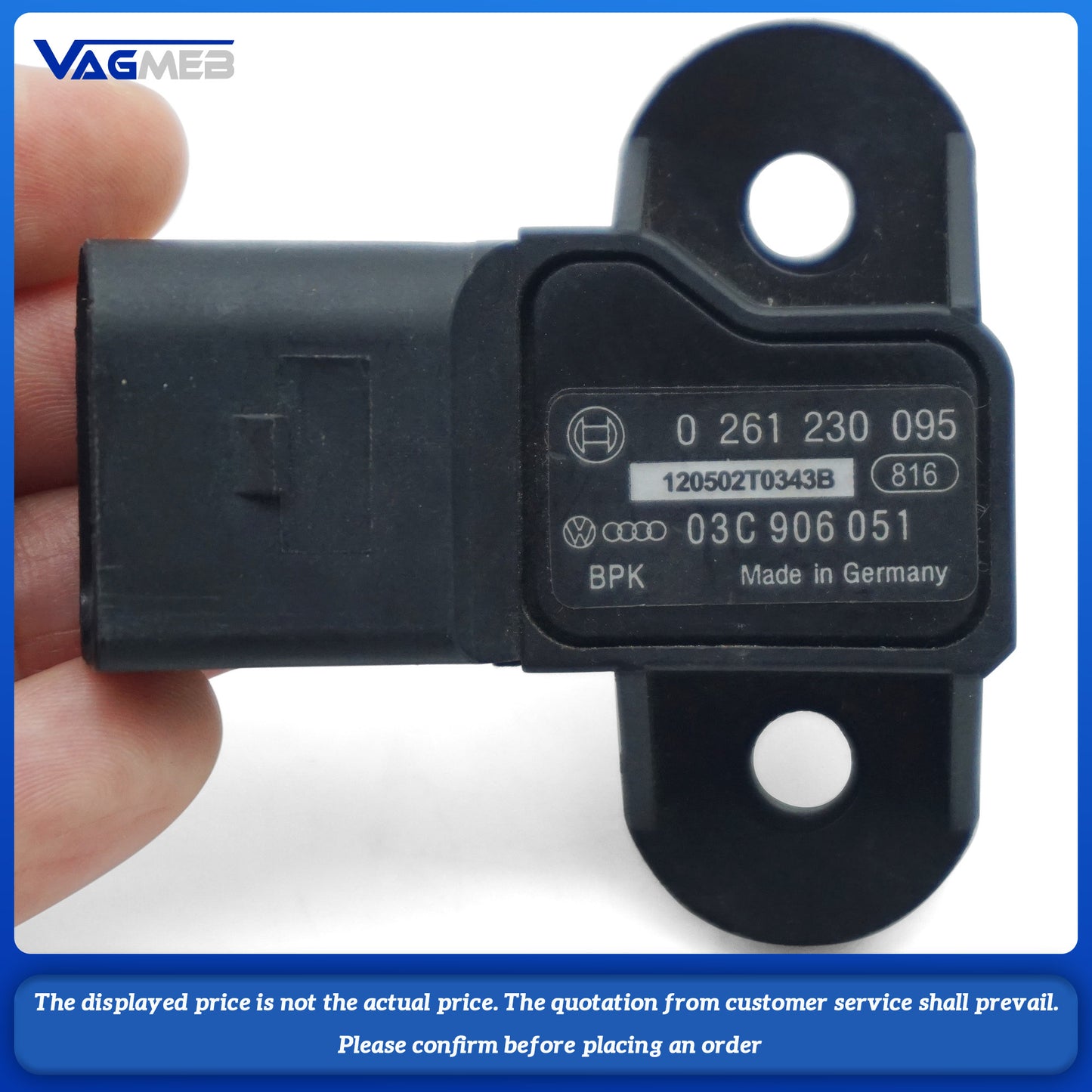 MAP Pressure Sensor 03C 906 051 051F For VW Eos Polo Jetta Golf Passat Bora Touran Audi A3 A4 A6 Q5 Skoda Seat 03C906051 0261230095