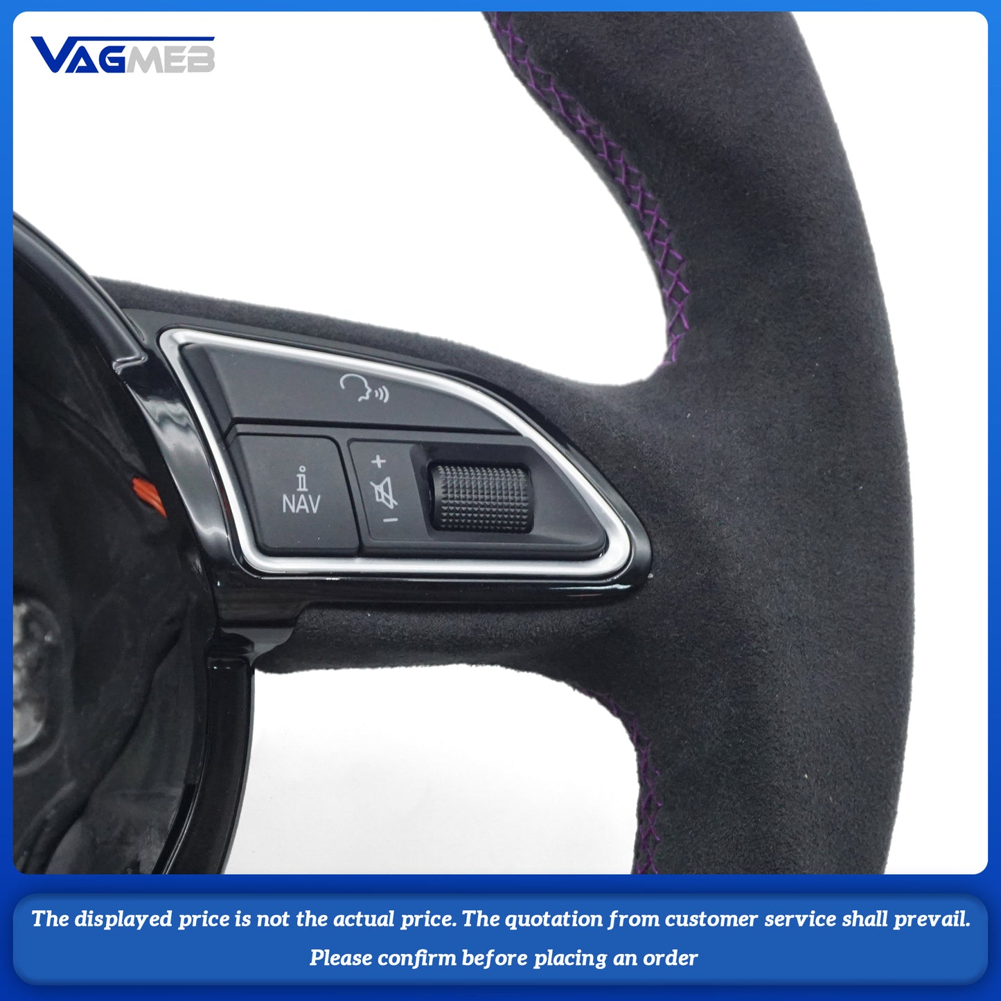 For S Logo Audi A4B8 carbon fiber semi-grain purple thread steering wheel