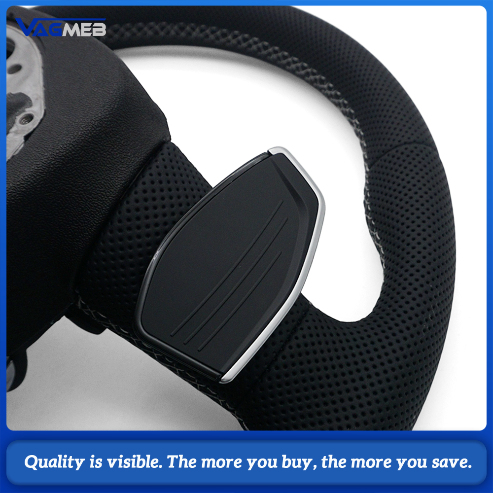 Car Full Perforated Steering Wheel Light Gray Stitching With Multi-function Buttons Paddle Shifters Heated Function For Audi Q5L