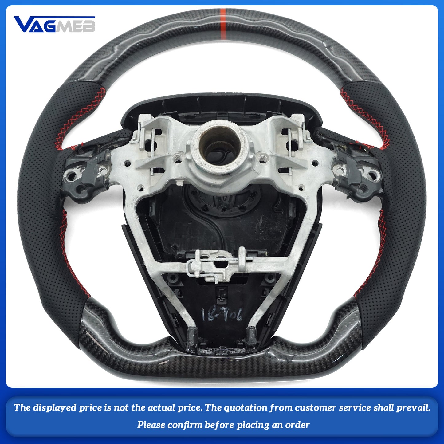 For Toyota Corolla half-hole red line carbon fiber steering wheel