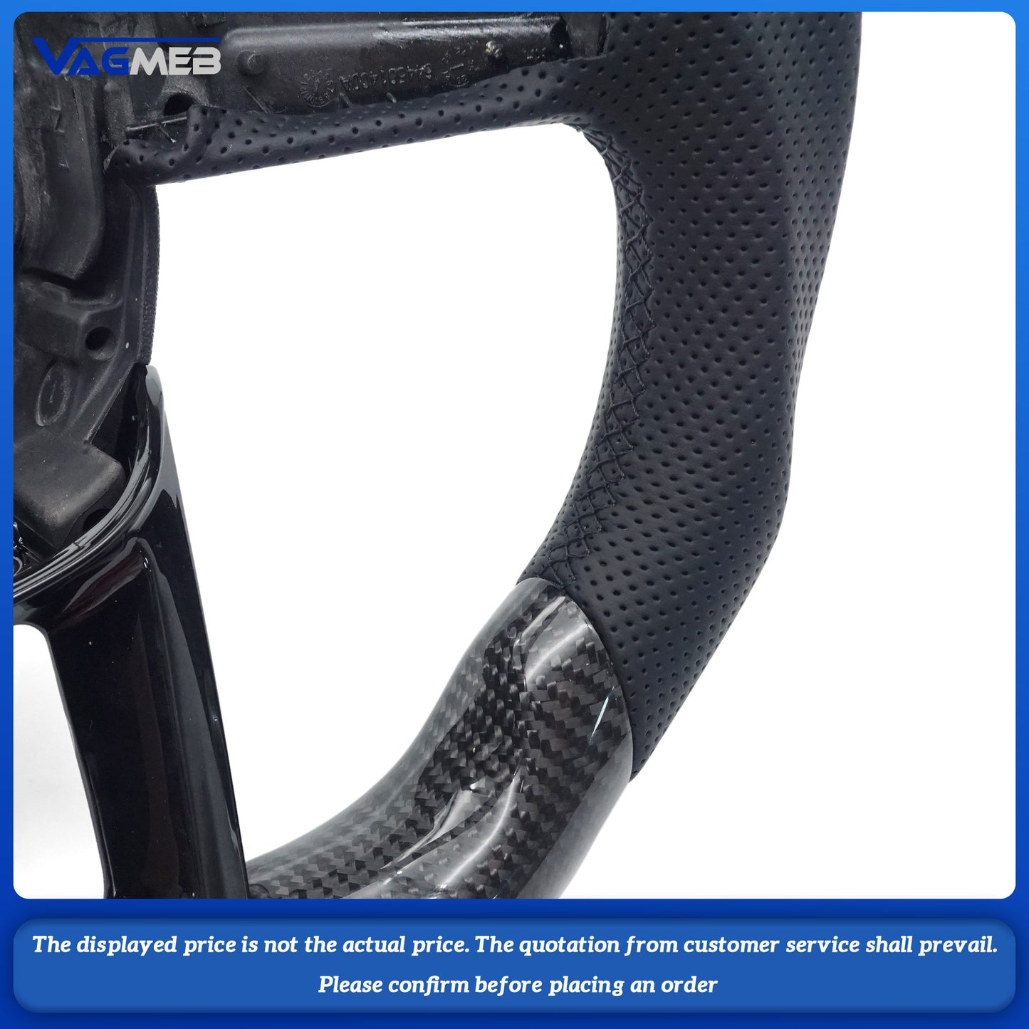 For Sline Logo Audi Q3 Carbon Fiber Painted Black Semi Perforated Flat Bottomed Sports Steering Wheel