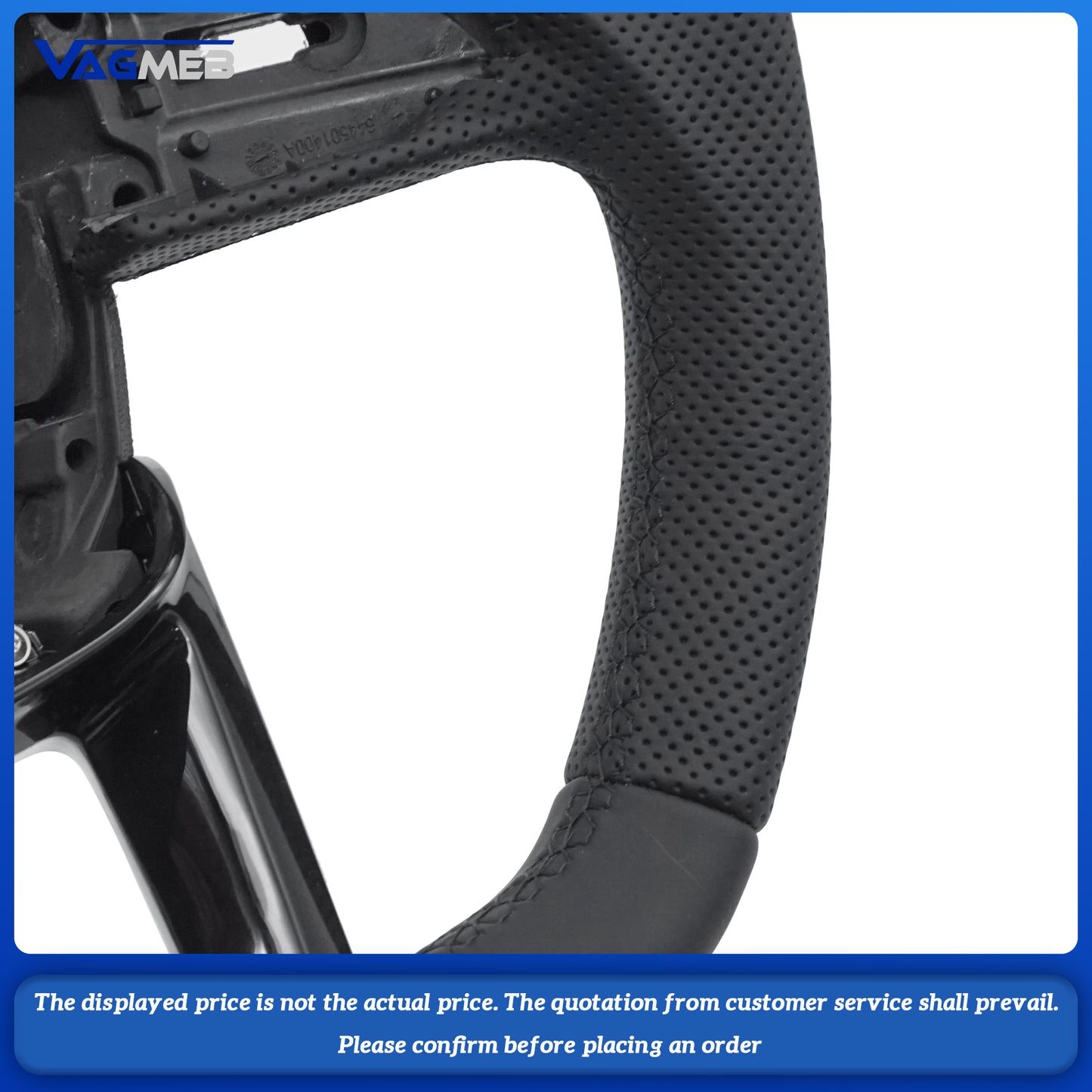 Perforated leather, black stitching, baked paint, black flat bottomed steering wheel For Audi Q3 F3