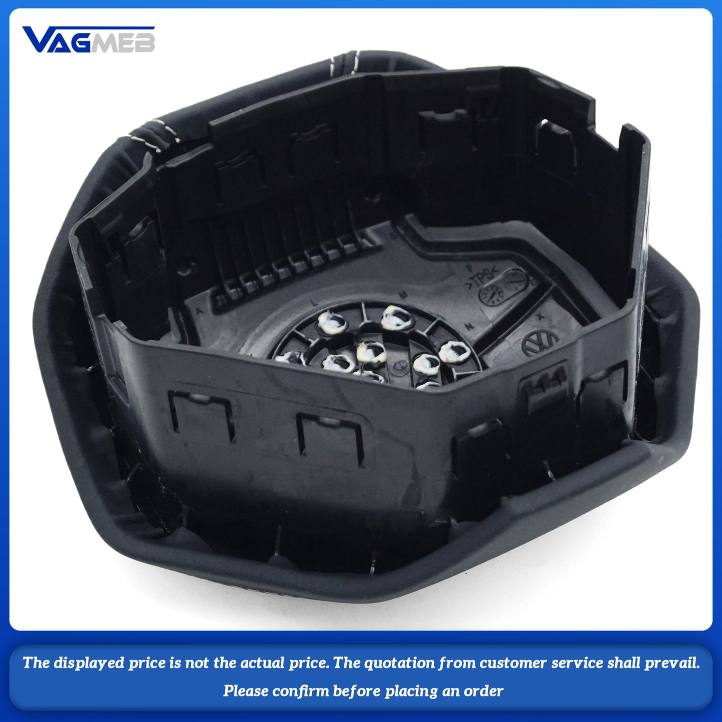 Dyed red thread Steering wheel airbag cover multifunction steering wheel For VW Golf MK8 Leather White Line