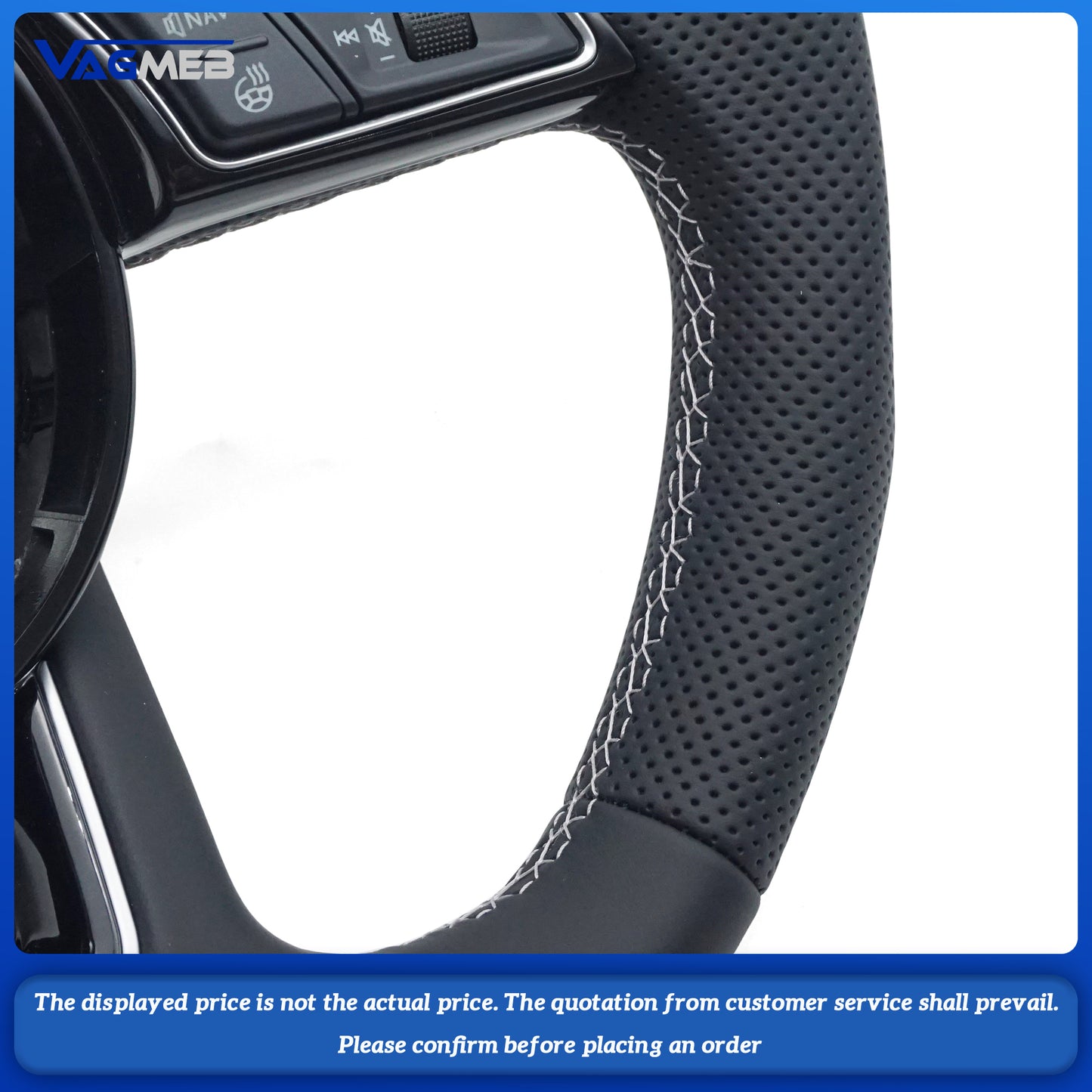 Multi functional perforated leather flat bottomed sports steering wheel with heating For Sline Logo Audi RS5 A3 A4 B9 A5 S3 S4 S5