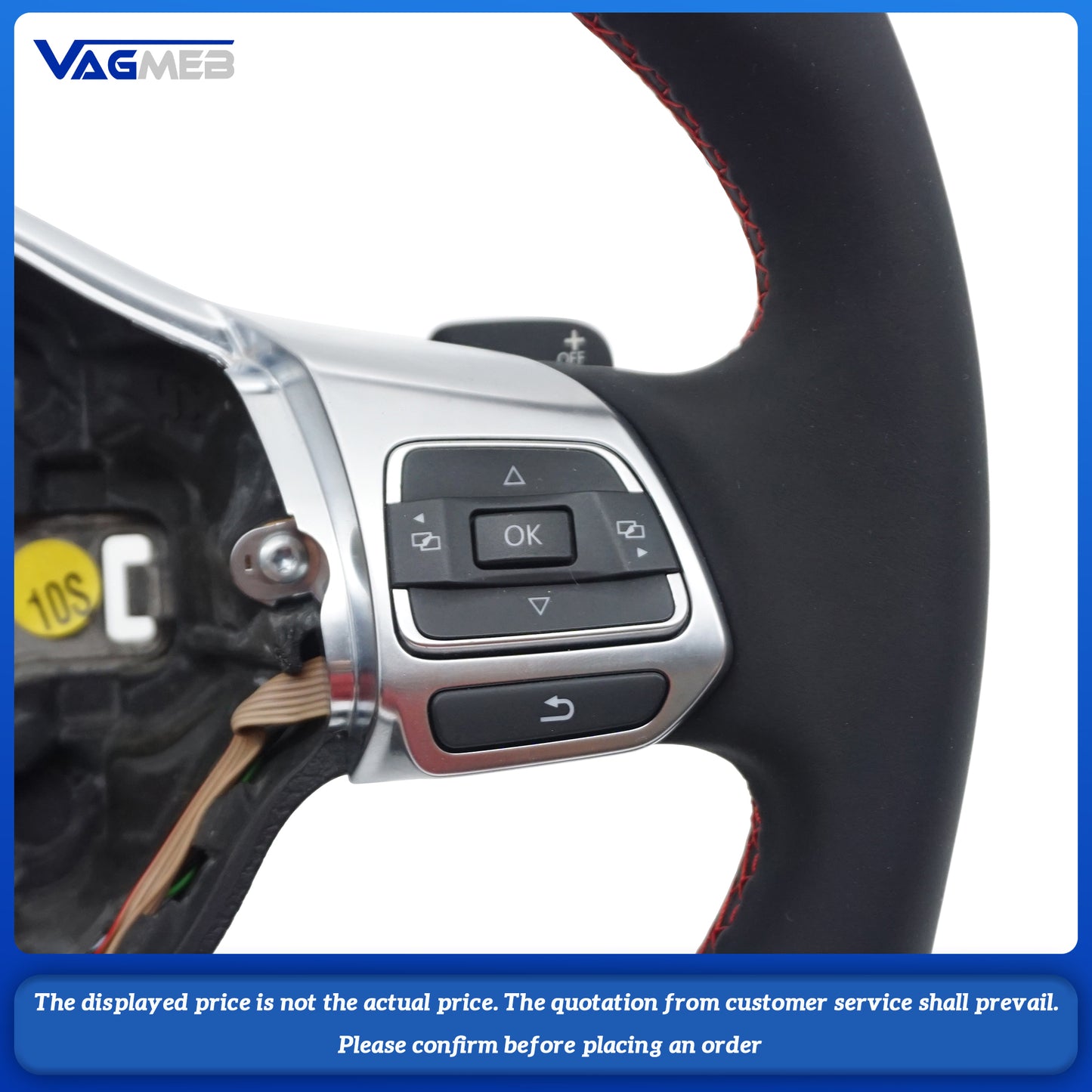 For VW Golf MK6 GTI Leather Multifunctional Steering Wheel With button Old R Logo Assembly