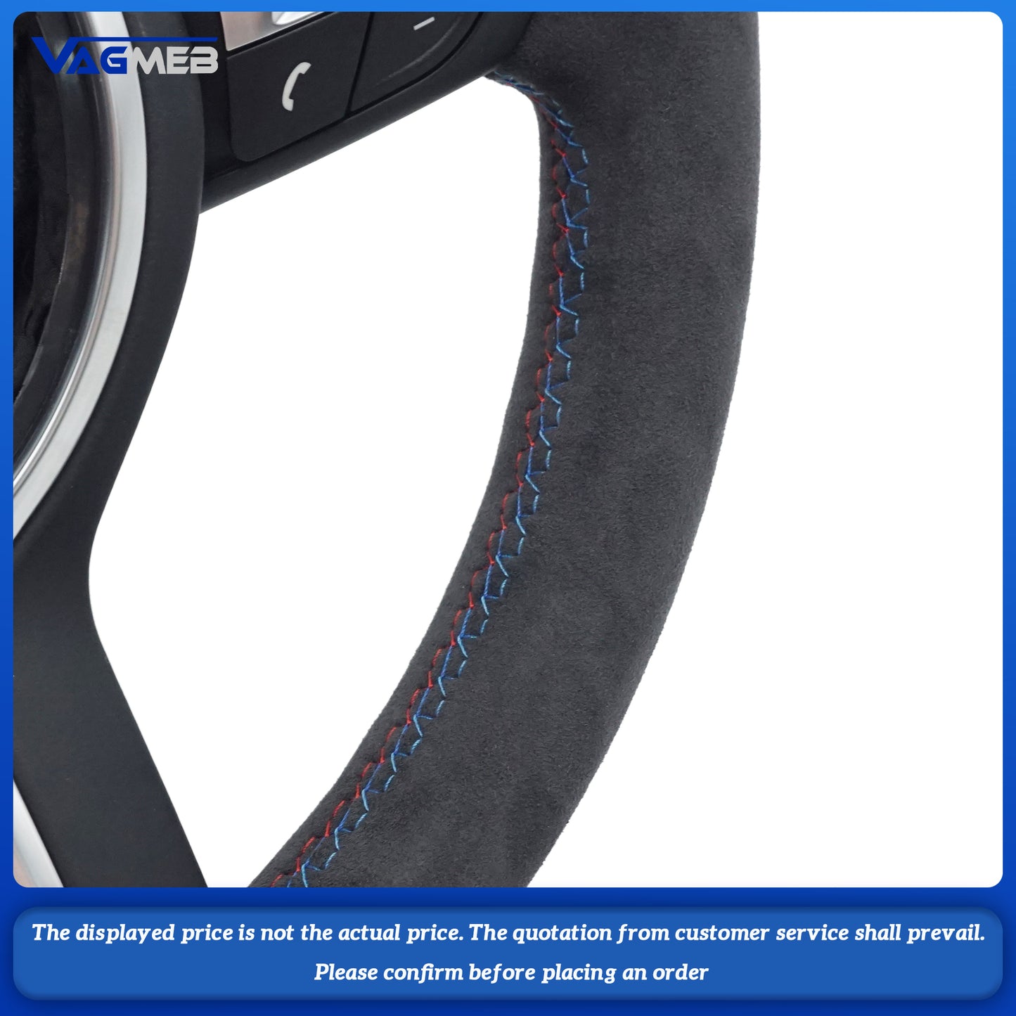 Leather black wire steering wheel with wathet 12 o'clock emblem For BMW M M3 M5 F10 F11 F13 F15 F20 F21 F22 F25 F01 F02 F03 F30 F31