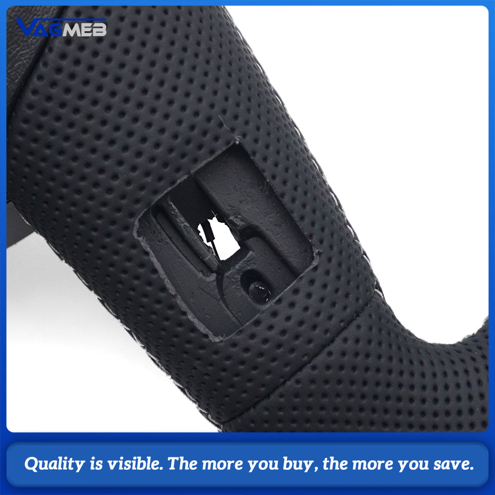 Car Half Perforated Leather Steering Wheel White Stitch Heated Function No Buttons No Paddle Shifters For Audi A4 B9 Modification