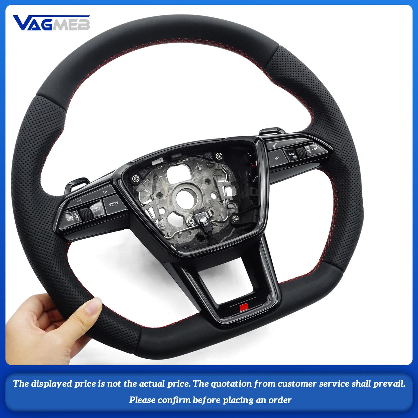 For Audi A6 C8 Semi Perforated Painted Black Semi Perforated Flat Bottomed Sports Steering Wheel
