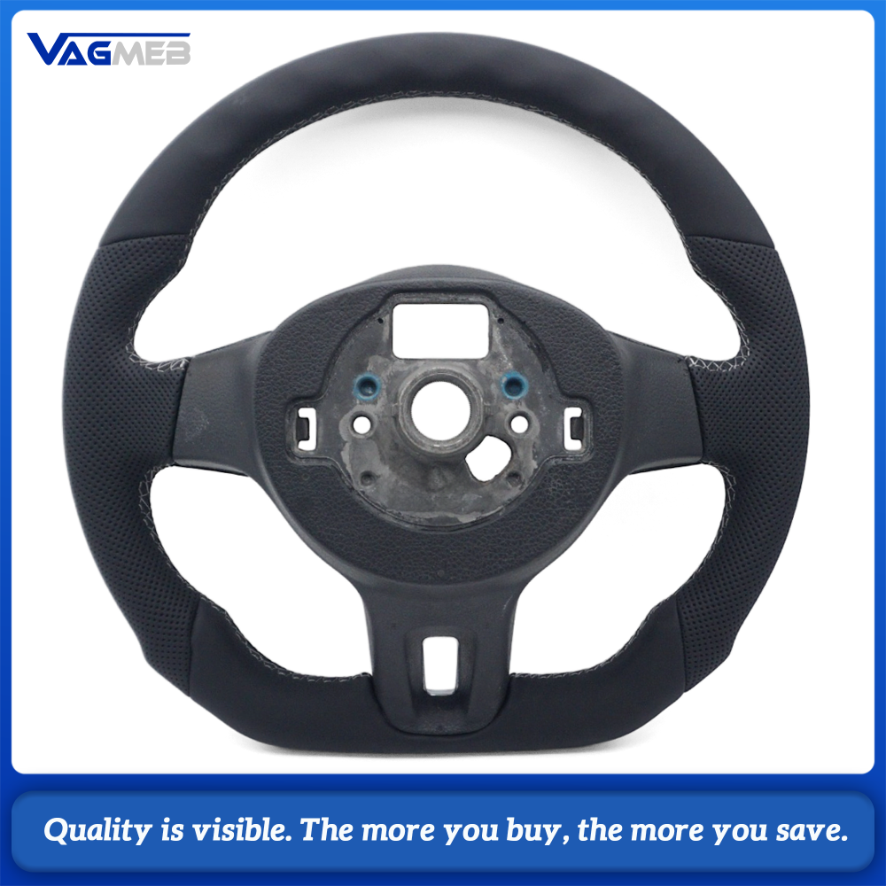 Car Carbon Fiber Half Perforated Steering Wheel Gray Stitching Racing Steering Wheel Replacement For Volkswagen Golf 6 MK6
