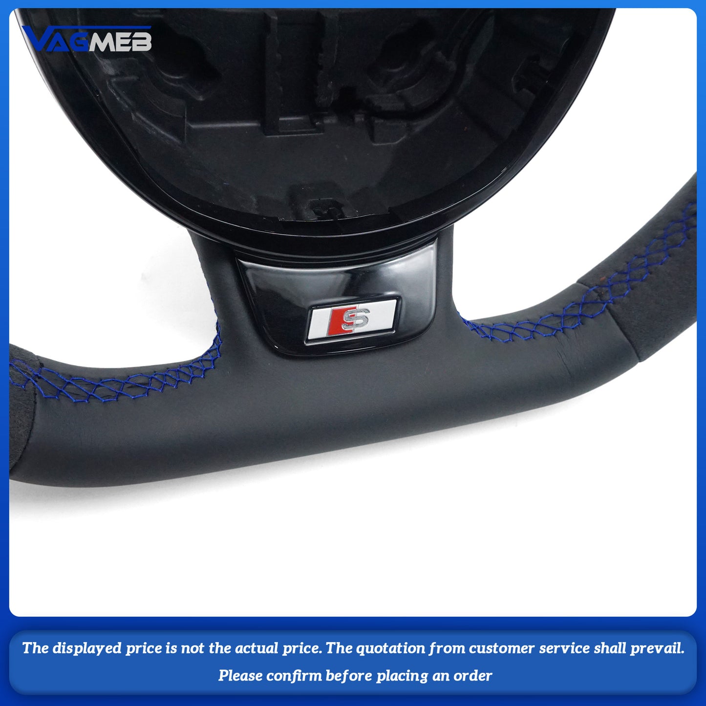 For Audi A3 8V A4 B8 A5 A6 A7 Q3 Q5 Q7, semi-suede dark blue line steering wheel without S LOGO