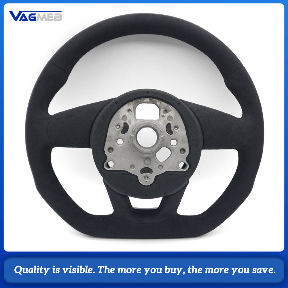 For Audi A4 B9 S Sport Steering Wheel Full Suede Leather Black Contrast Stitching