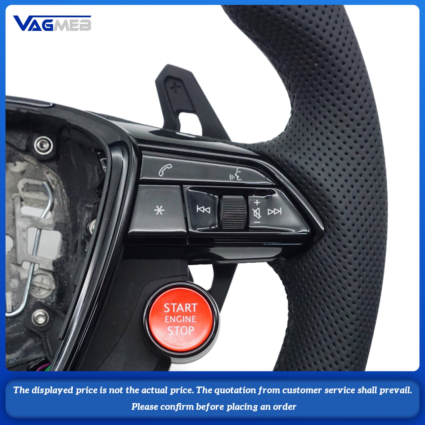For Audi S logo A6C8, with black lines and R8 buttons on the steering wheel, without heating function