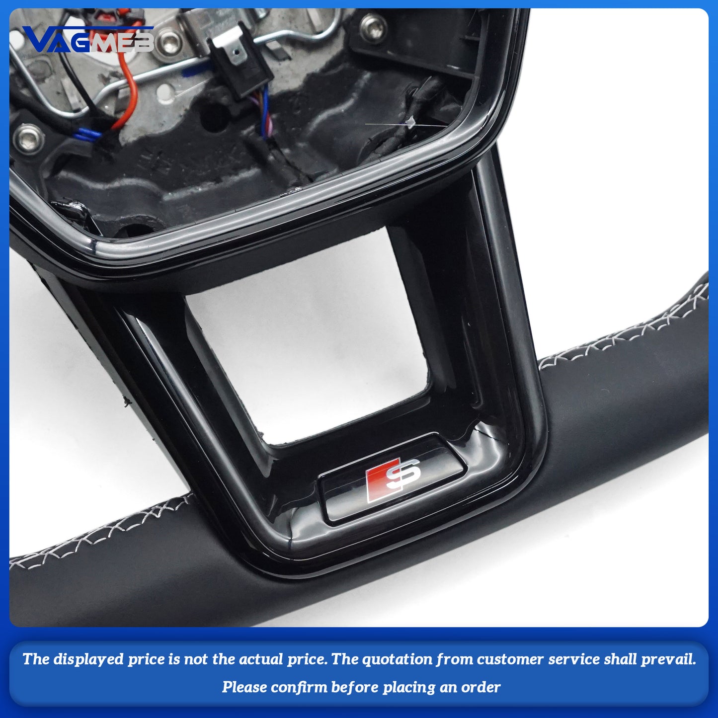 For Audi S LOGO A6C8 half-punched light gray line painted black with push-button heating steering wheel