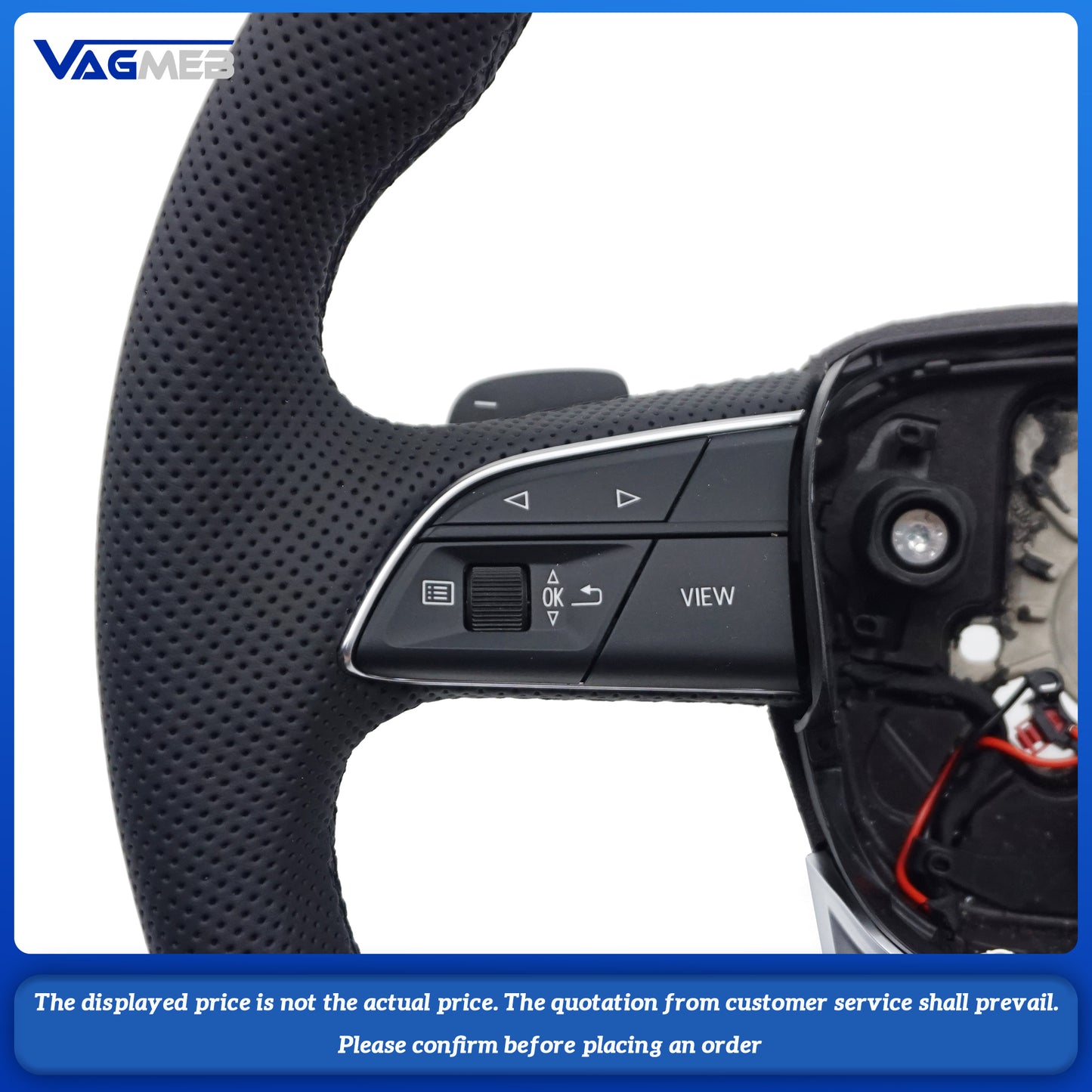 For Audi RS LOGO Q5, semi-perforated black wire heated small paddle Steering Wheel