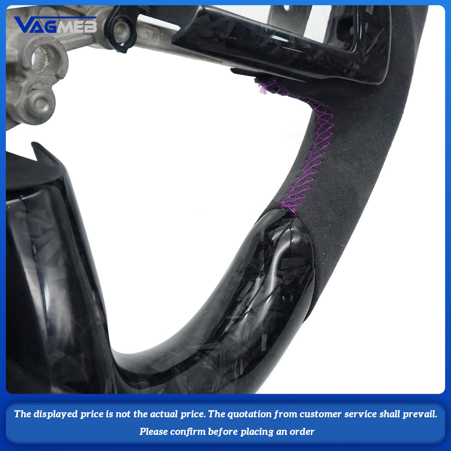 Customized Carbon Fiber Alcantara Leather Steering Wheel Fit for Ford Mustang 2015 -2022 GT Shelby