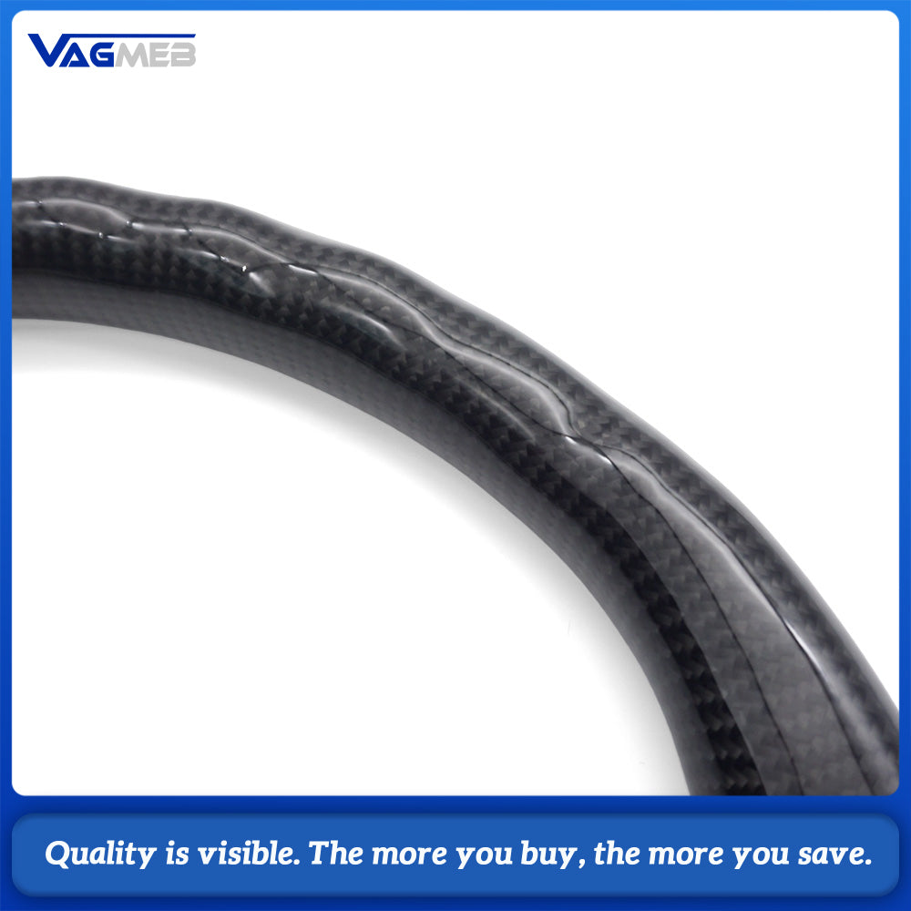 Custom Racing Flat Base Steering Wheel Carbon Fiber & Half Perforated Leather Blue Contrast Stitching For BMW X1 E84 F48