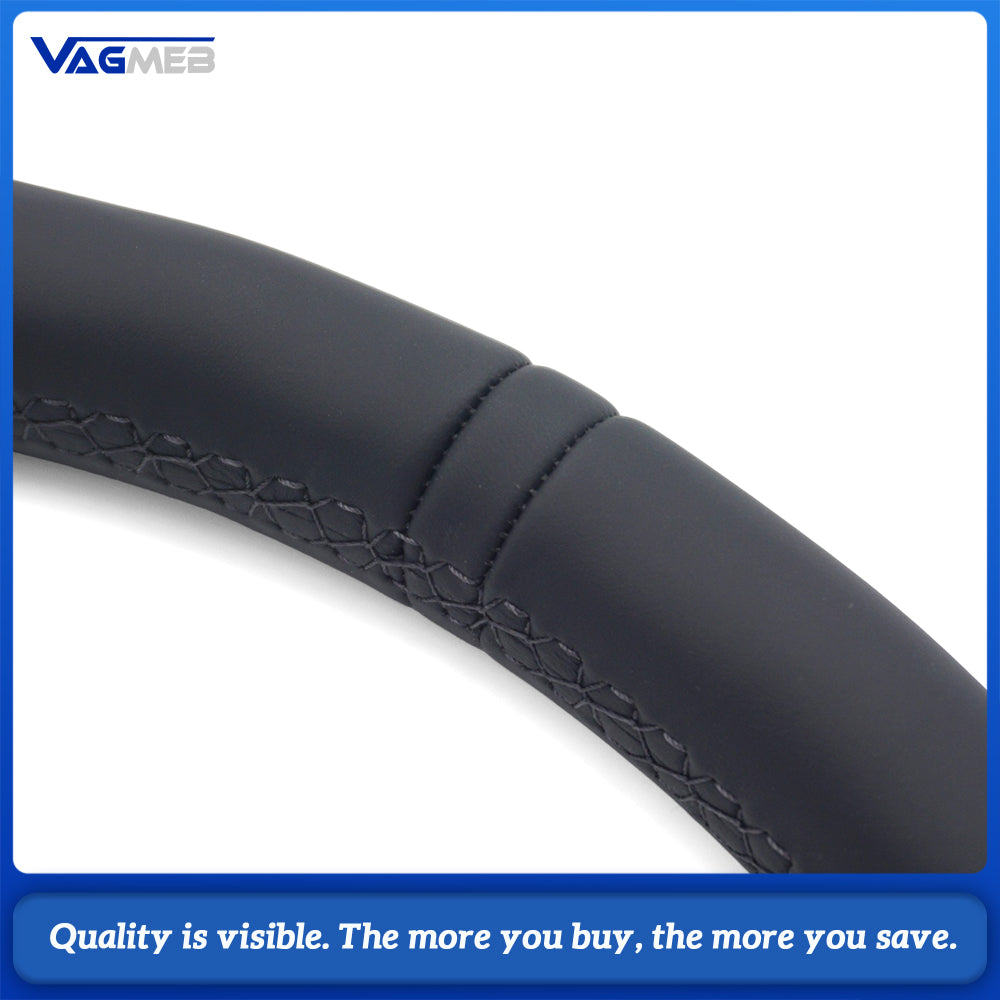 Stylized Shape Semi‑Perforated Steering Wheel Black Stitch Black Centering Marker No Paddle No Buttons For Audi A4 B9 Interior Upgrade