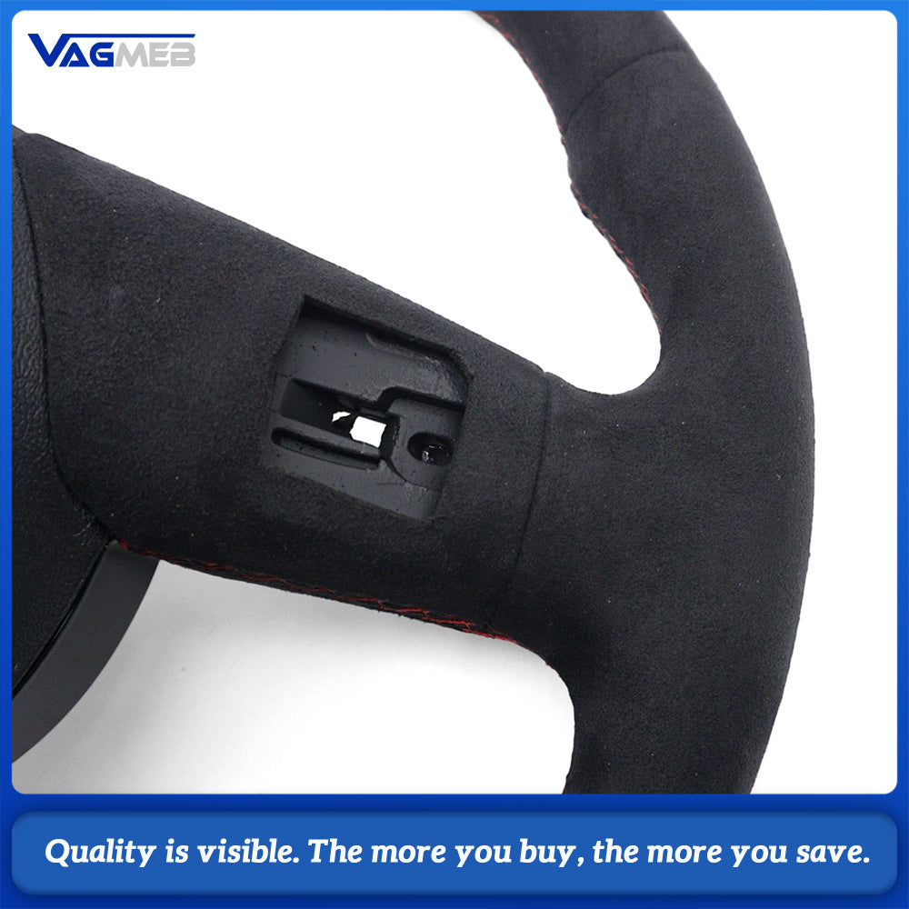 For Audi A4 B9 Full Alcantara Steering Wheel With Red Stitching, Without Control Buttons And Shift Paddles Retrofit