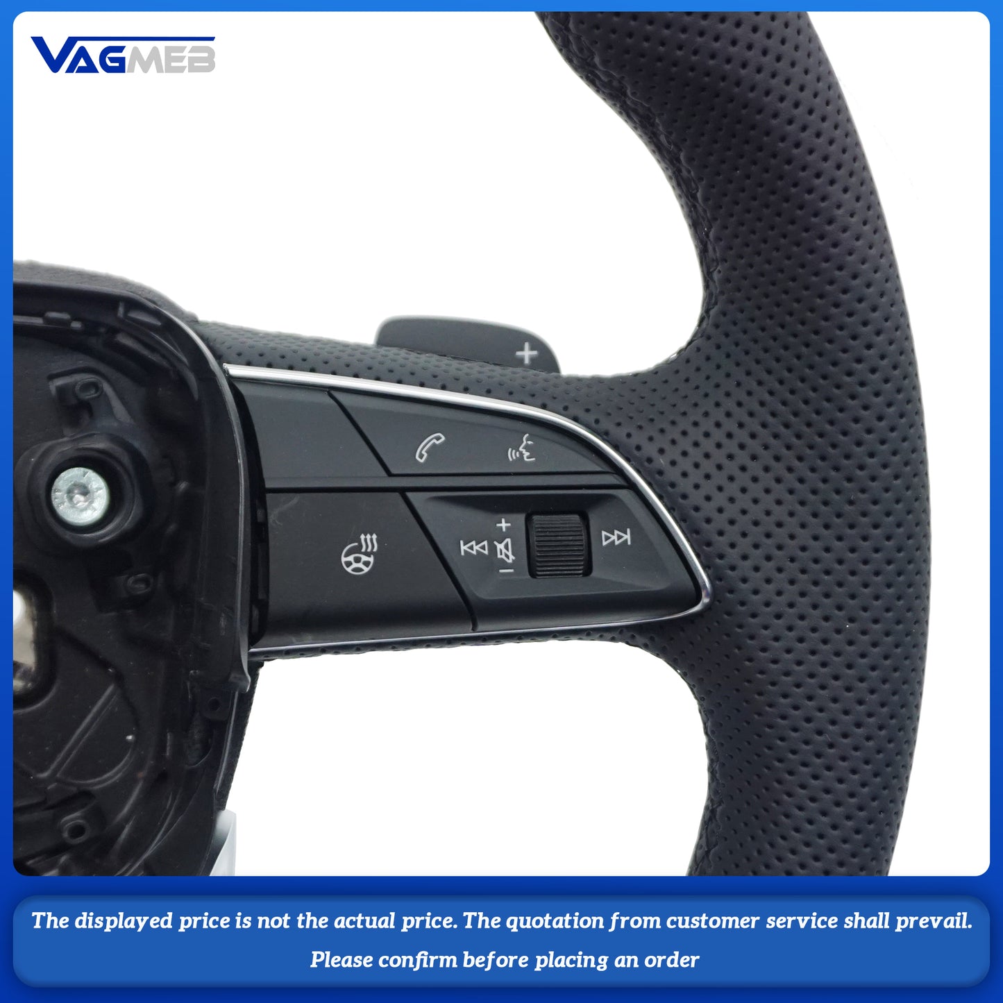 For Audi RS LOGO Q5, semi-perforated black wire heated small paddle Steering Wheel