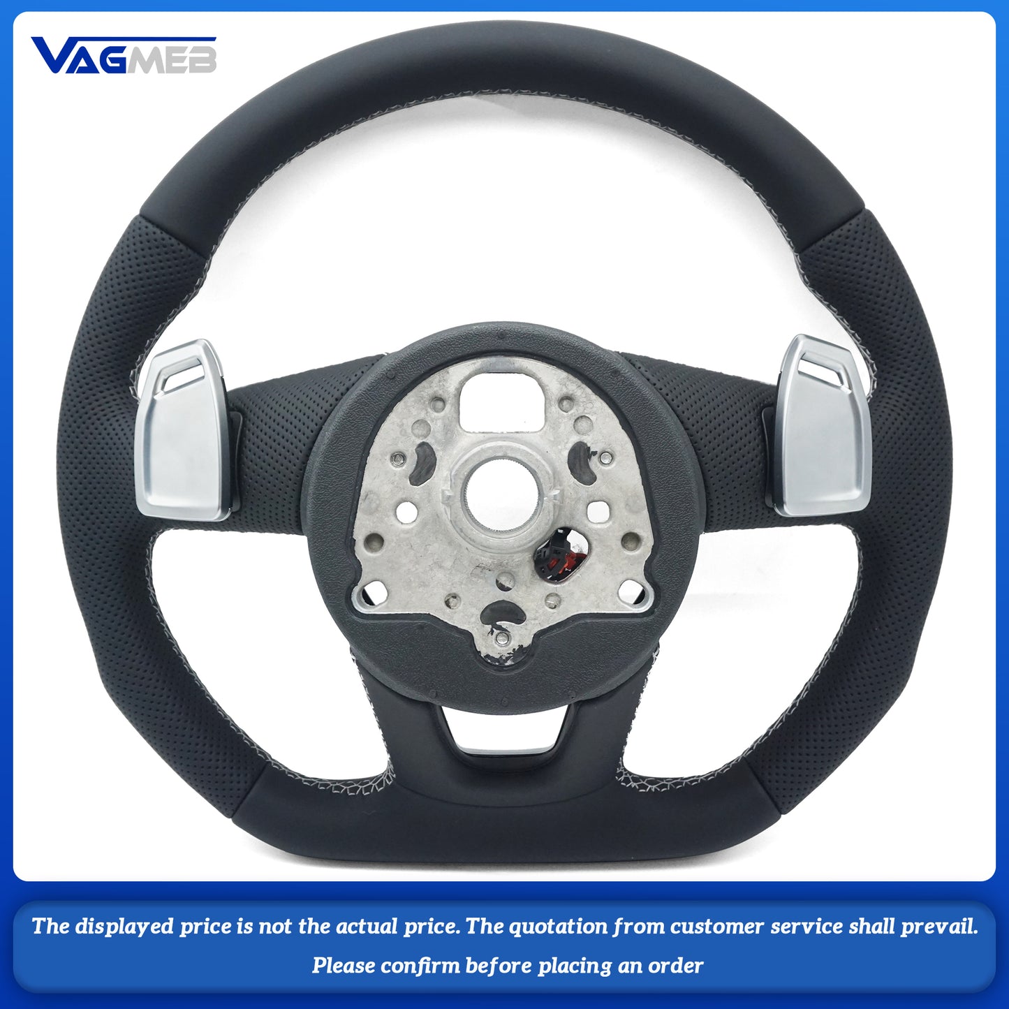 Multi functional perforated leather flat bottomed sports steering wheel with heating For Sline Logo Audi RS5 A3 A4 B9 A5 S3 S4 S5