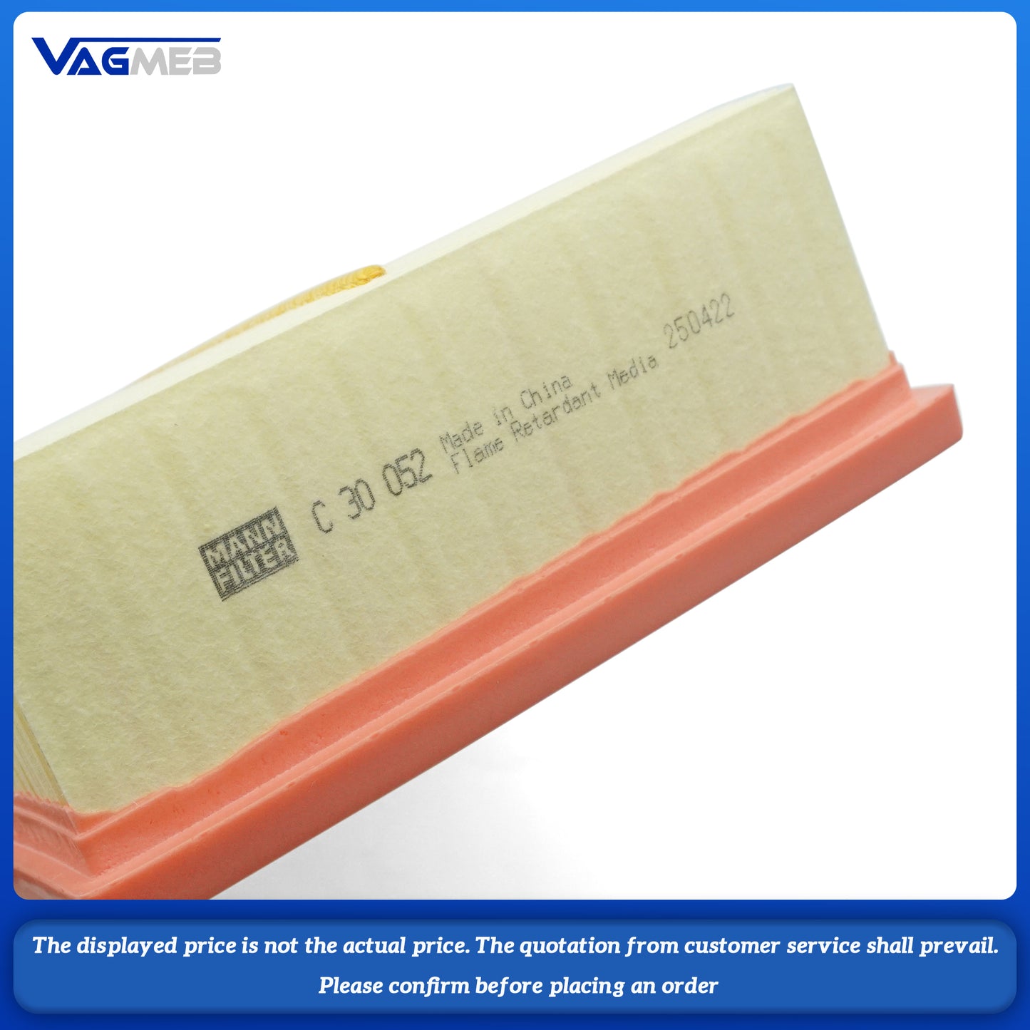 Air Filter For 2013 Audi A3 TT S3 2.0T Octavia 3 SUPERB Golf 7 PASSAT TOURAN 5Q0129620B C30005 C30004