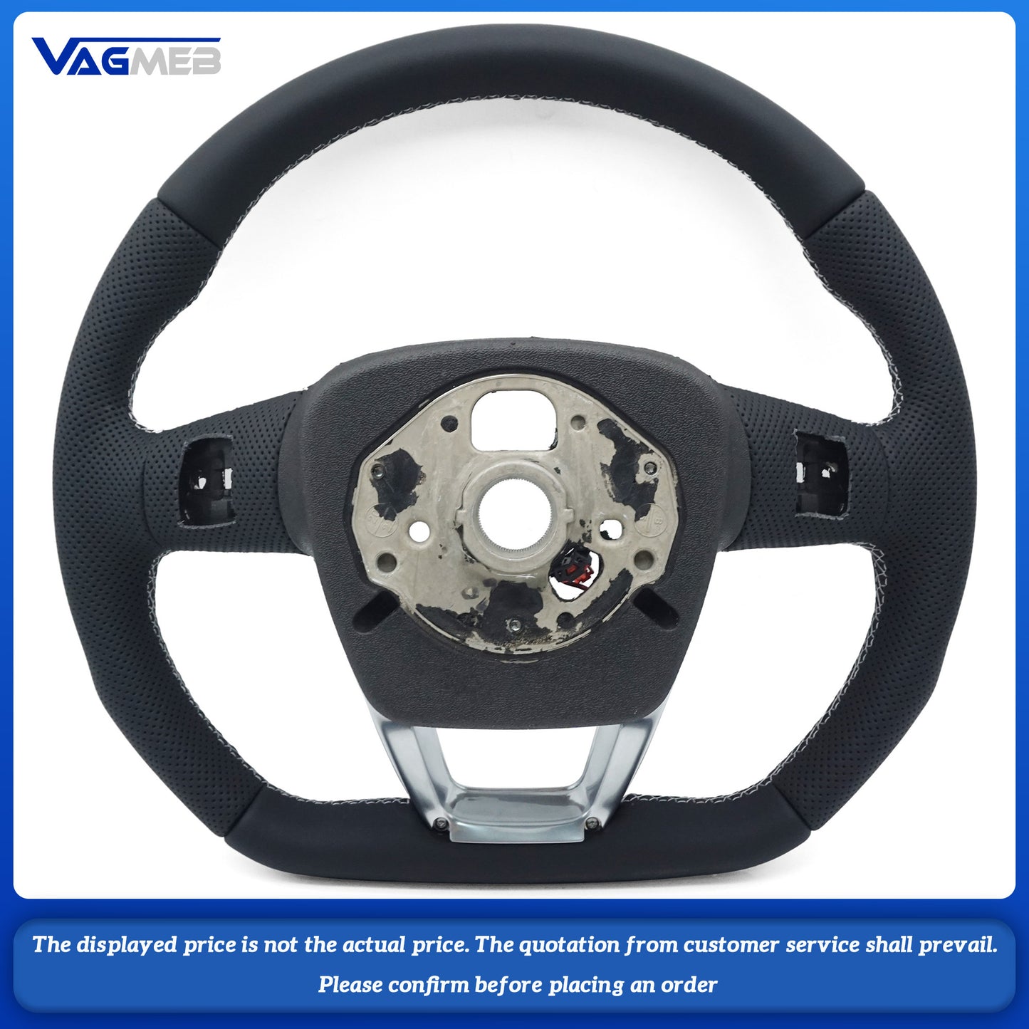 For Sline Logo Audi Q5 FY Q7 4M Q8 Alcantara leather white stitching flat bottomed sports steering wheel with heating, Car Accessories