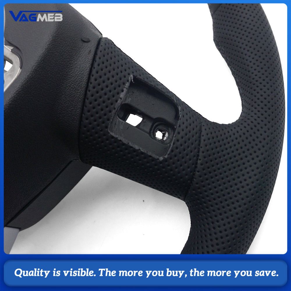 For Audi A6 C8 RS Sport Steering Wheel Genuine Leather Half Punch Black Sewing