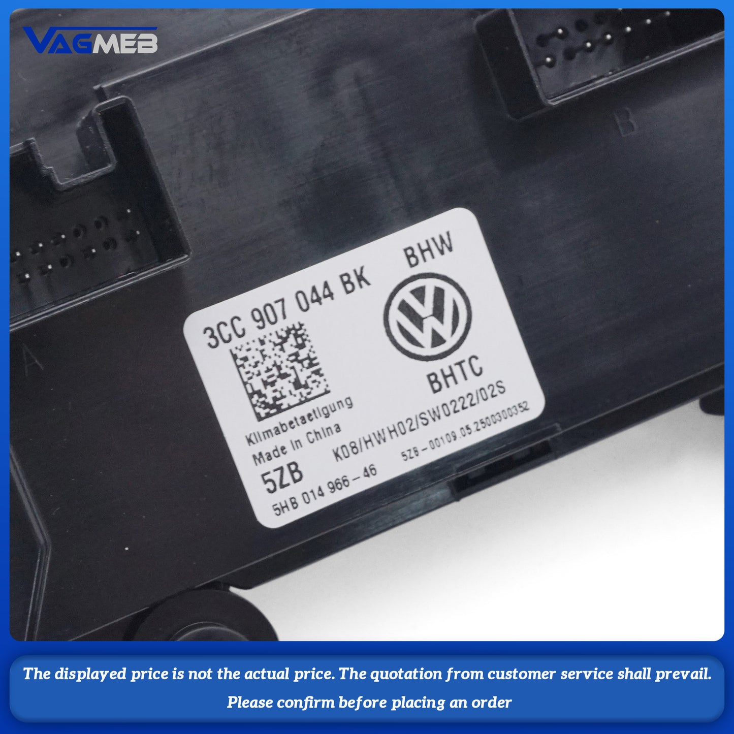 3CC 907 044BK For VW Golf 7 MK7 T-ROC Touch Screen LCD Air Conditioning Display Panel Without Heating